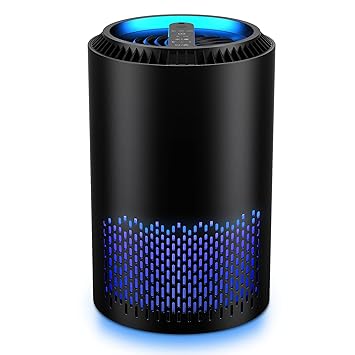 Air Purifiers POMORON Air Purifier for Bedroom HEPA Air Filter for Smoke Pollen Dander Hair 22dB Quiet Air Cleaner for Home, Bedroom, Living Room, Kitchen - Black