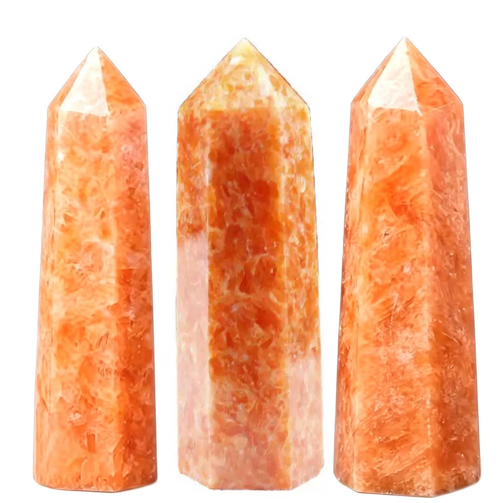 AGSHYWFT Natural Orange Sunstone Obelisk Tower Crystal Point for Healing