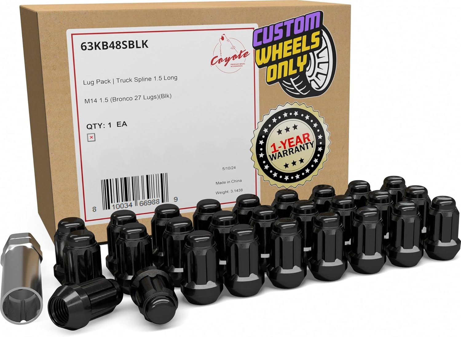 Wheel Accessories Parts 27 Pcs M14x1.5 14×1.5 Thread Short Truck 1.5″ Long Spline Lug Nuts Black Chrome 6 Spline Hex Fits 2022+ Ford Bronco Raptor Wheel Accessories Parts 27 Pcs M14x1.5 14×1.5 Thread Short Truck 1.5″ Long Spline Lug Nuts Black Chrome 6 Spline Hex Fits 2022+ Ford Bronco Raptor