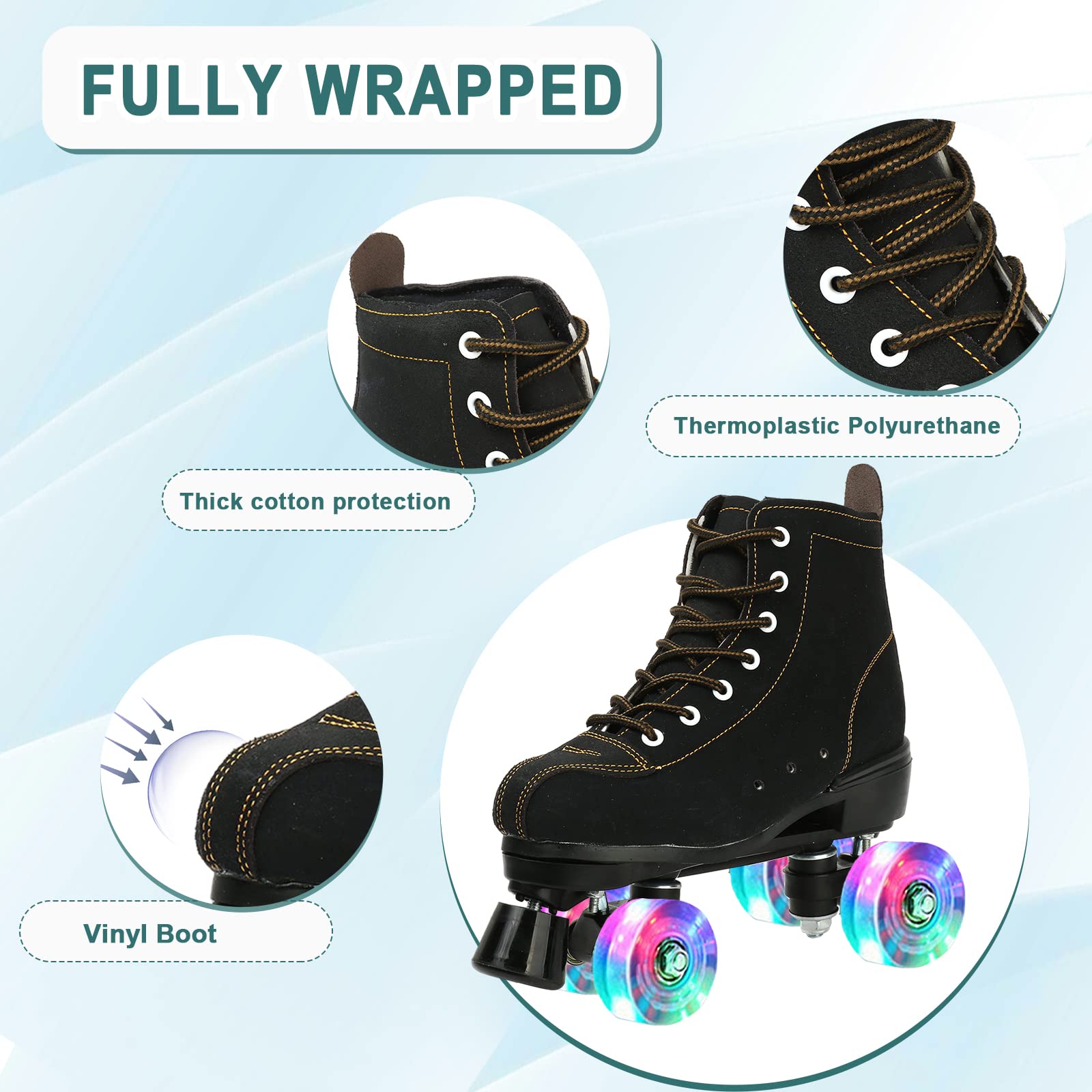 jessie Women's Roller Skates High Top Double Row Outdoor and Indoor Roller Skate Adjustable Roller Skates for Women Men Boys and Girls