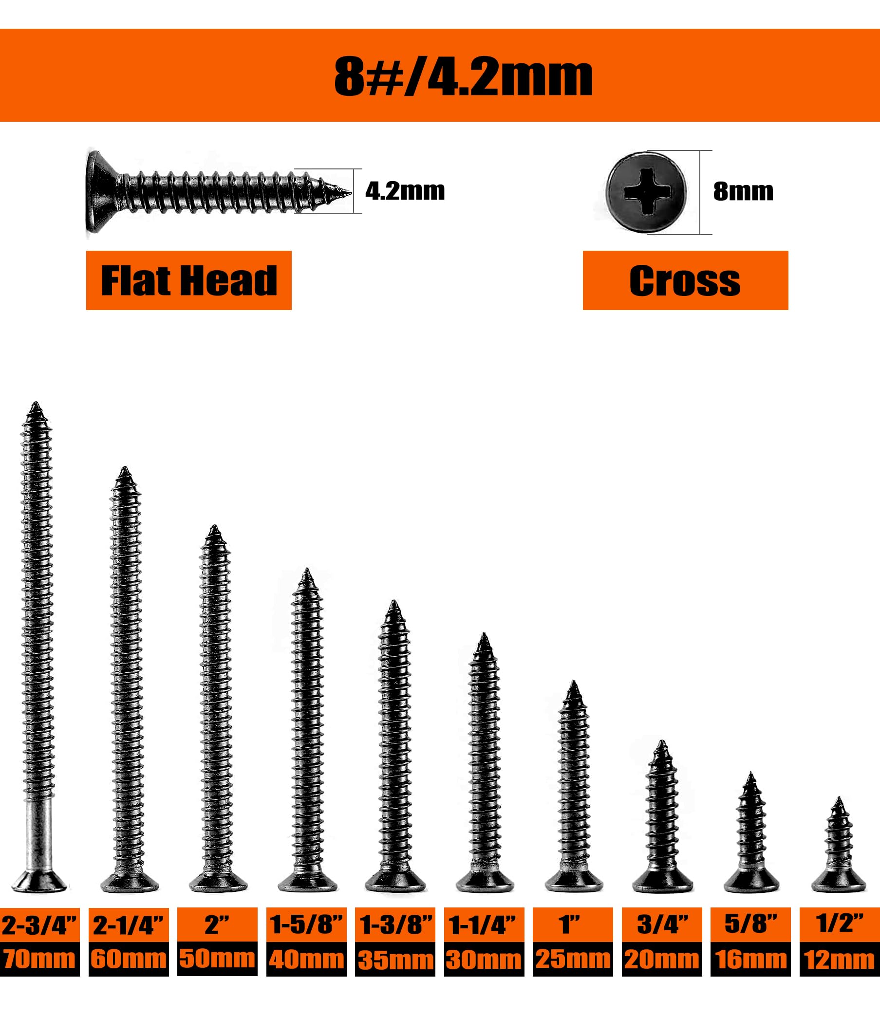 Suneke 200PCS M4.2 X 20mm High Hardness Drywall Screws, Black Phosphate, Coarse Thread, Phillips Drive, Bugle Head - Image 3