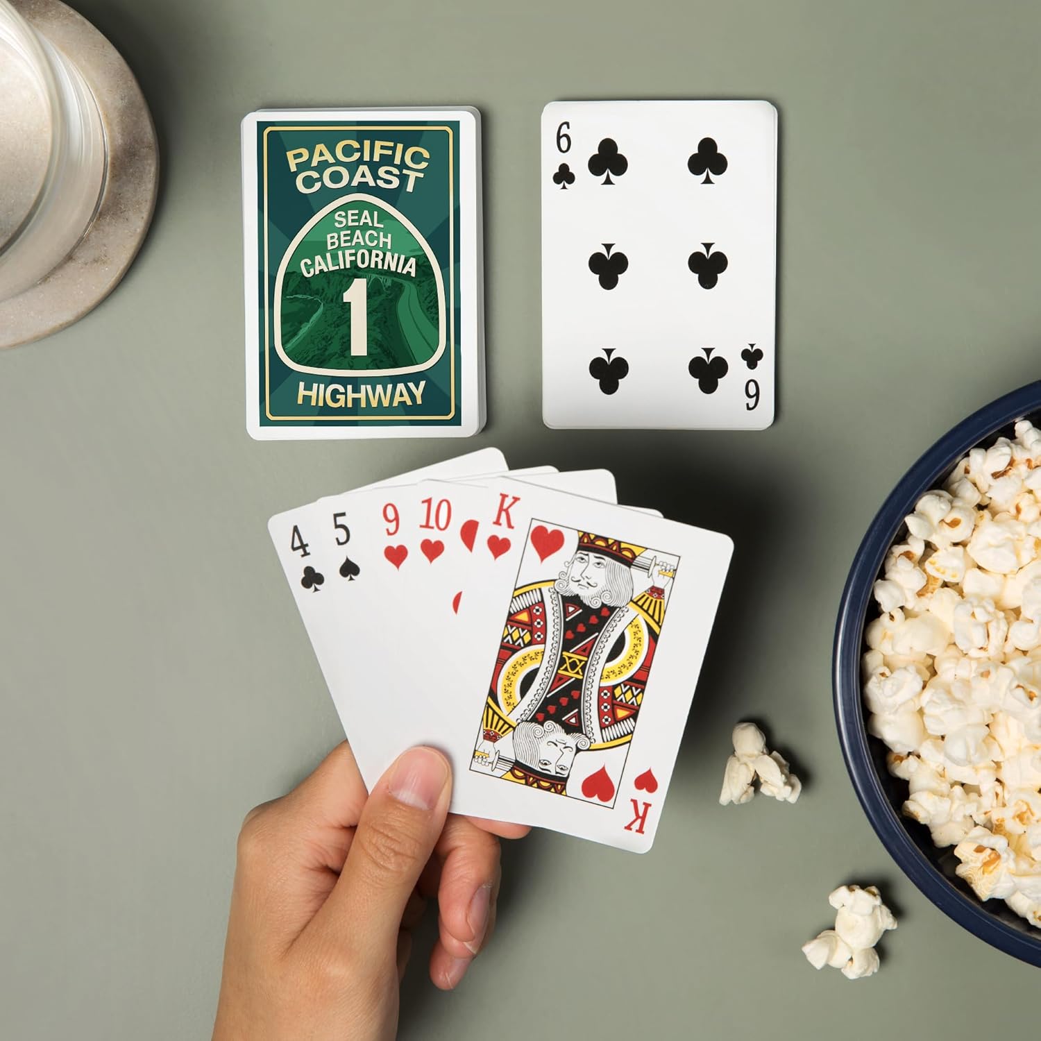 Lantern Press Highway 1, California, Seal Beach, Pacific Coast Highway Sign, 52 Playing Cards for Adults, Poker Size Card Deck