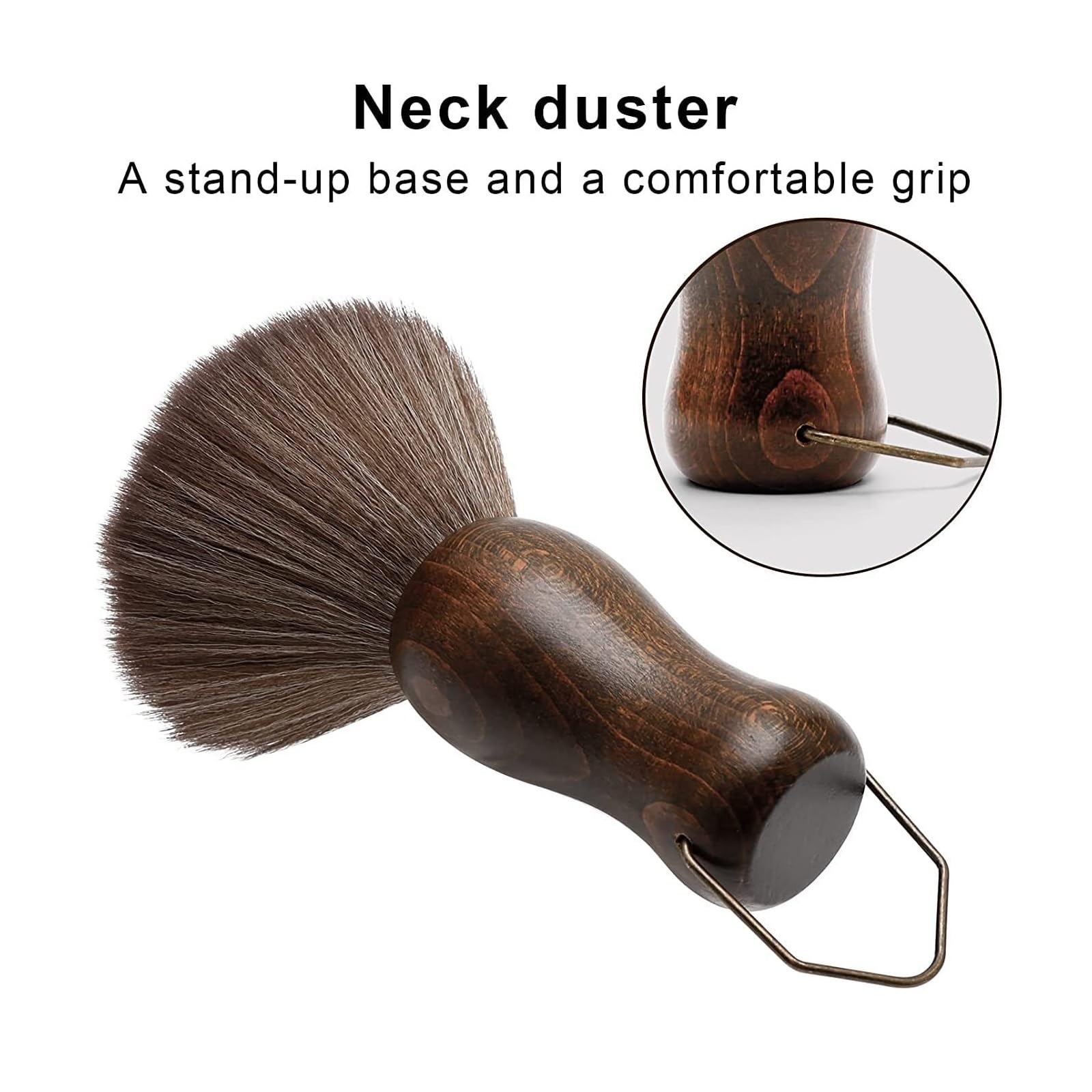 Brosse De Nettoyage De Cou De Barbier, Manche En Bois Avec Crochet, Brosse De Nettoyage De Coiffure, Brosses De Balayage De Cheveux Naturels For Salon De Coiffure | C