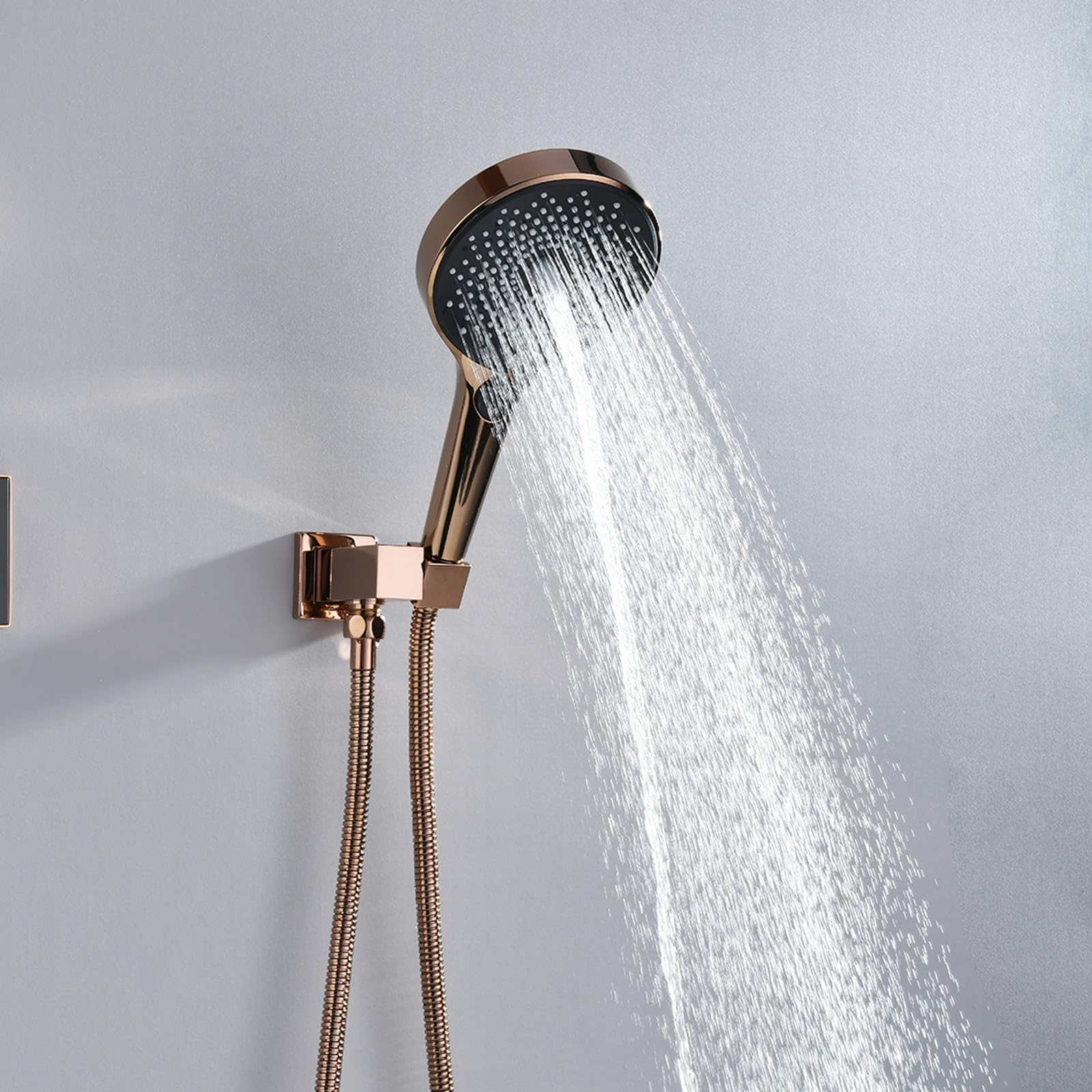 Alcachofa de Ducha, Cabezal de Ducha con Conector Mural Orientable y Flexo de Acero Inoxidable 1.5m, Duchas de Baño Alta Presión, Ahorro de Agua, Kit de Ducha para Baño y Bañera