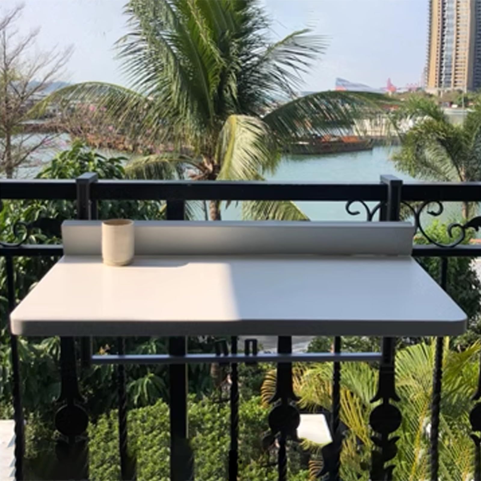 WQPMNYG Adjustable Folding Balcony Table, Space-Saving Wall-Mounted Patio Table, Weather-Resistant Outdoor Side Table for Small Spaces, Perfect for Balconies and Patios