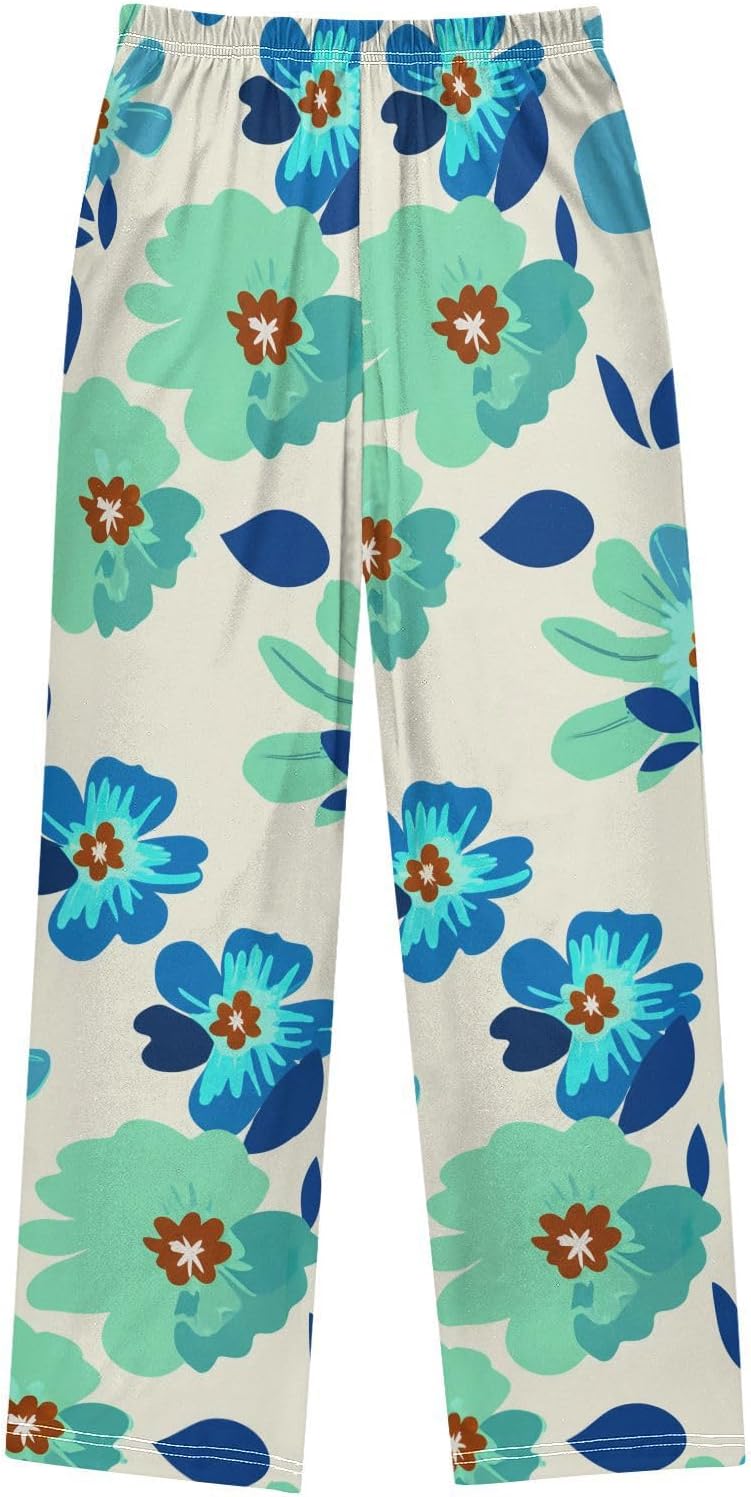 J JOYSAY Floral Petal Leaf Beige Pajamas Pants Soft Long Pajama Bottoms Lounge Sleep Pants Size S-XL
