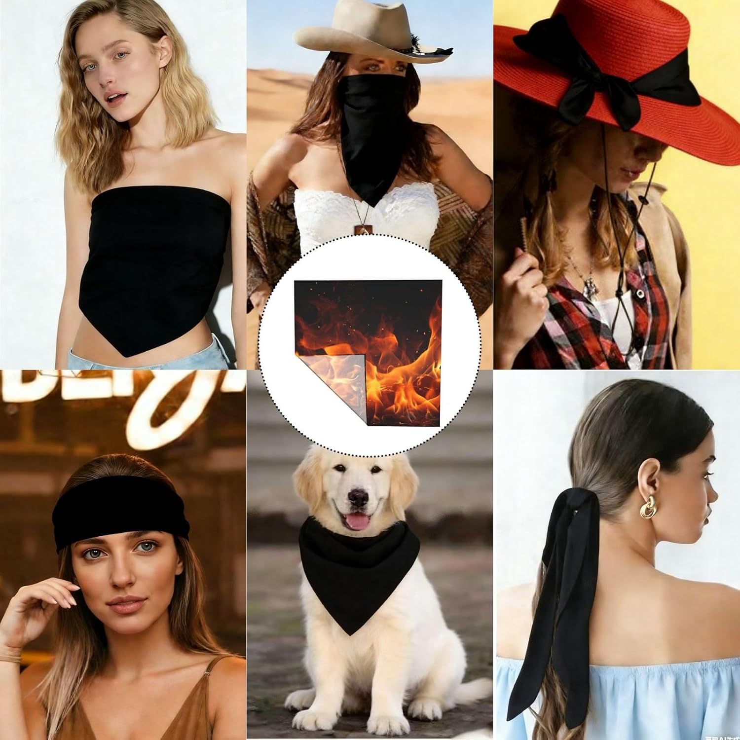Cooling Bandanas for Men Women Square Hair Scarf 22" x 22" Novelty Headband Dancing Fire Neckerchief