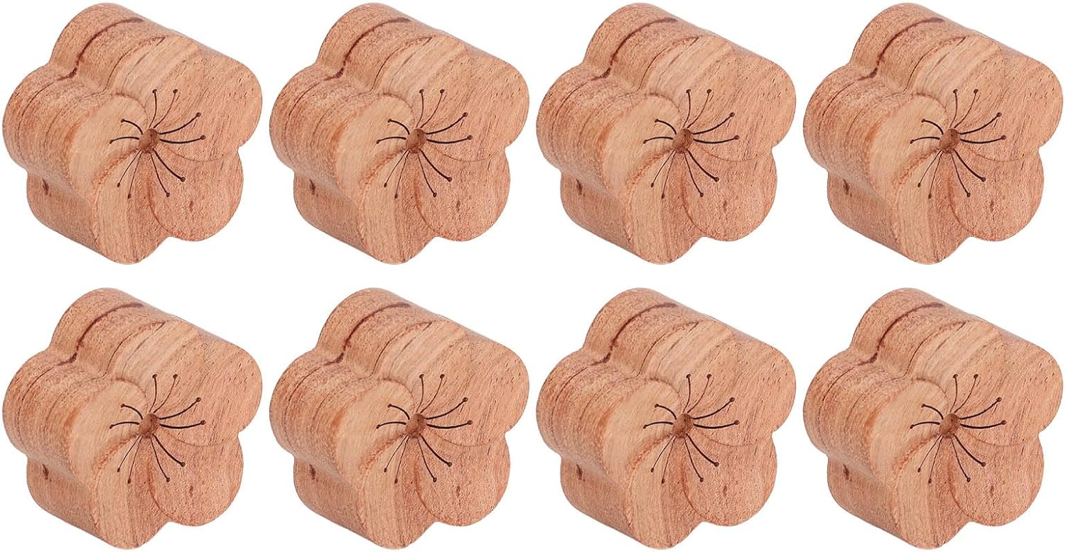 8pcs Essential Oil Car Diffuser, Wood Diffuser, Plum Flower Shape Rosewood Diffuser with Natural Scent Release for Car Home Office Yoga Studio