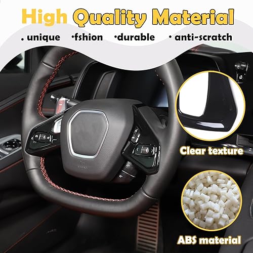 Miniatura 3 de Funda de marco de botón para volante compatible con Chevrolet Corvette C8 2020-2023, marco de protección de panel de volante de automóvil,