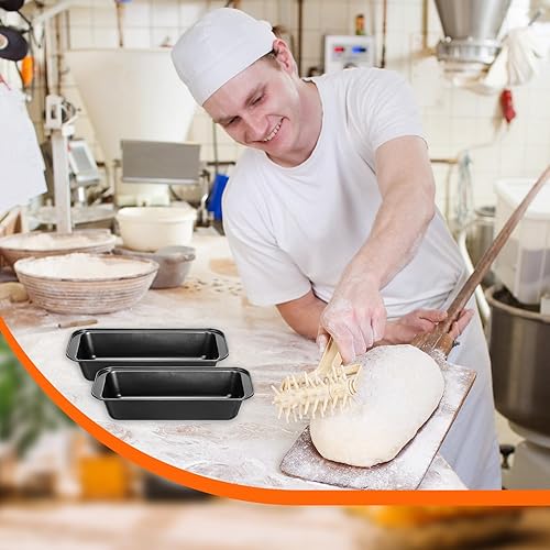 Miniatura 7 de Sliner 6 moldes para pan, 12 x 5 pulgadas de largo, antiadherente, de acero inoxidable, rectangular, para tartas, pan, pan, para pasteles de carne,