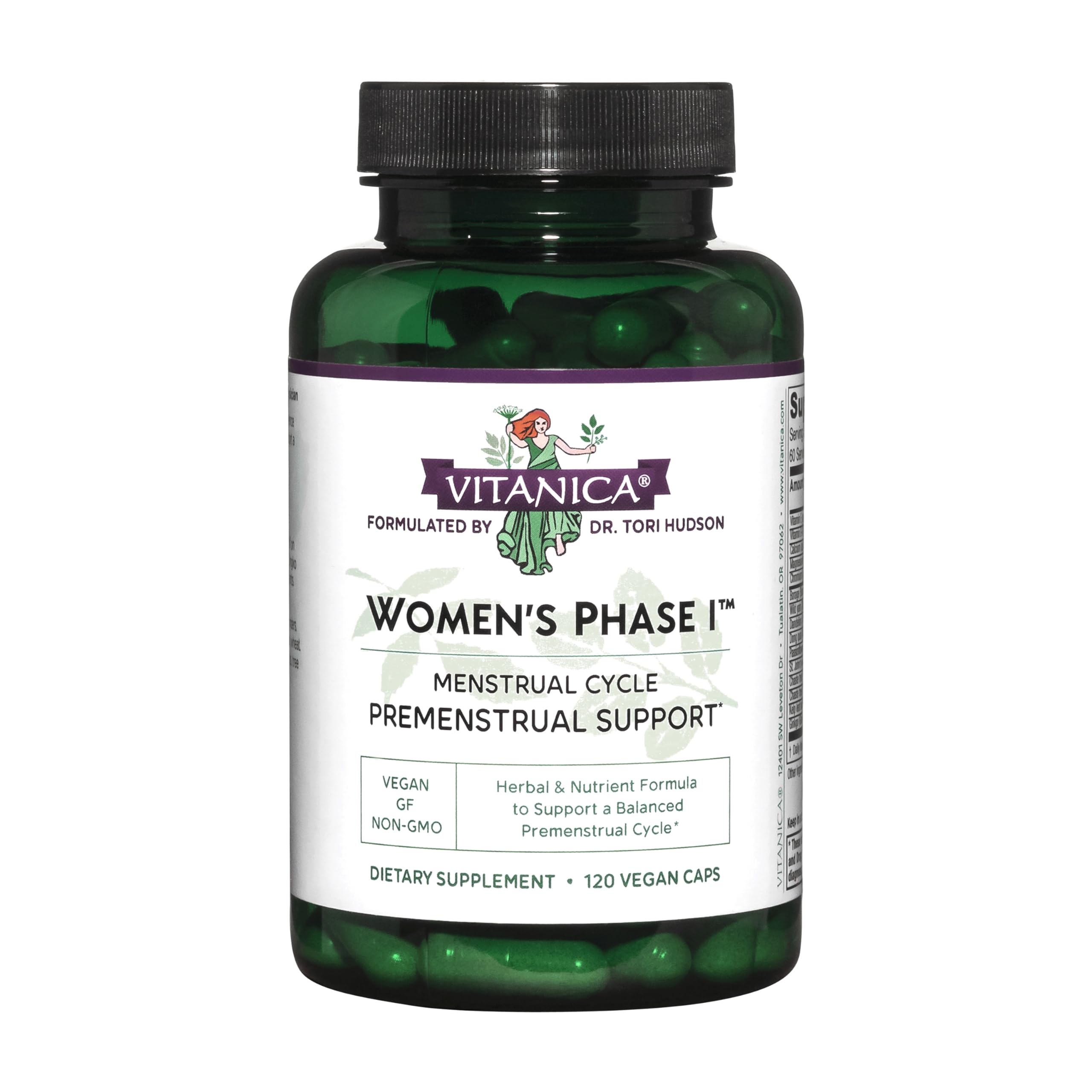 Vitanica Women's Phase I, Premenstrual Support, Vegan, 120 Capsules