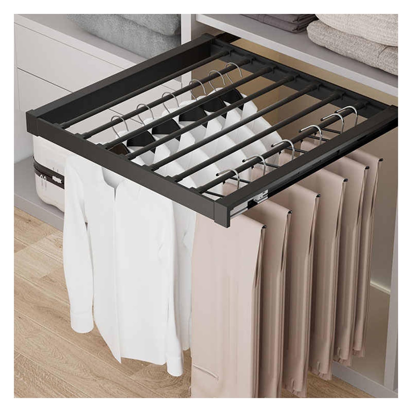 Étendoir à pantalons coulissant robuste pour éliminer le désordre
