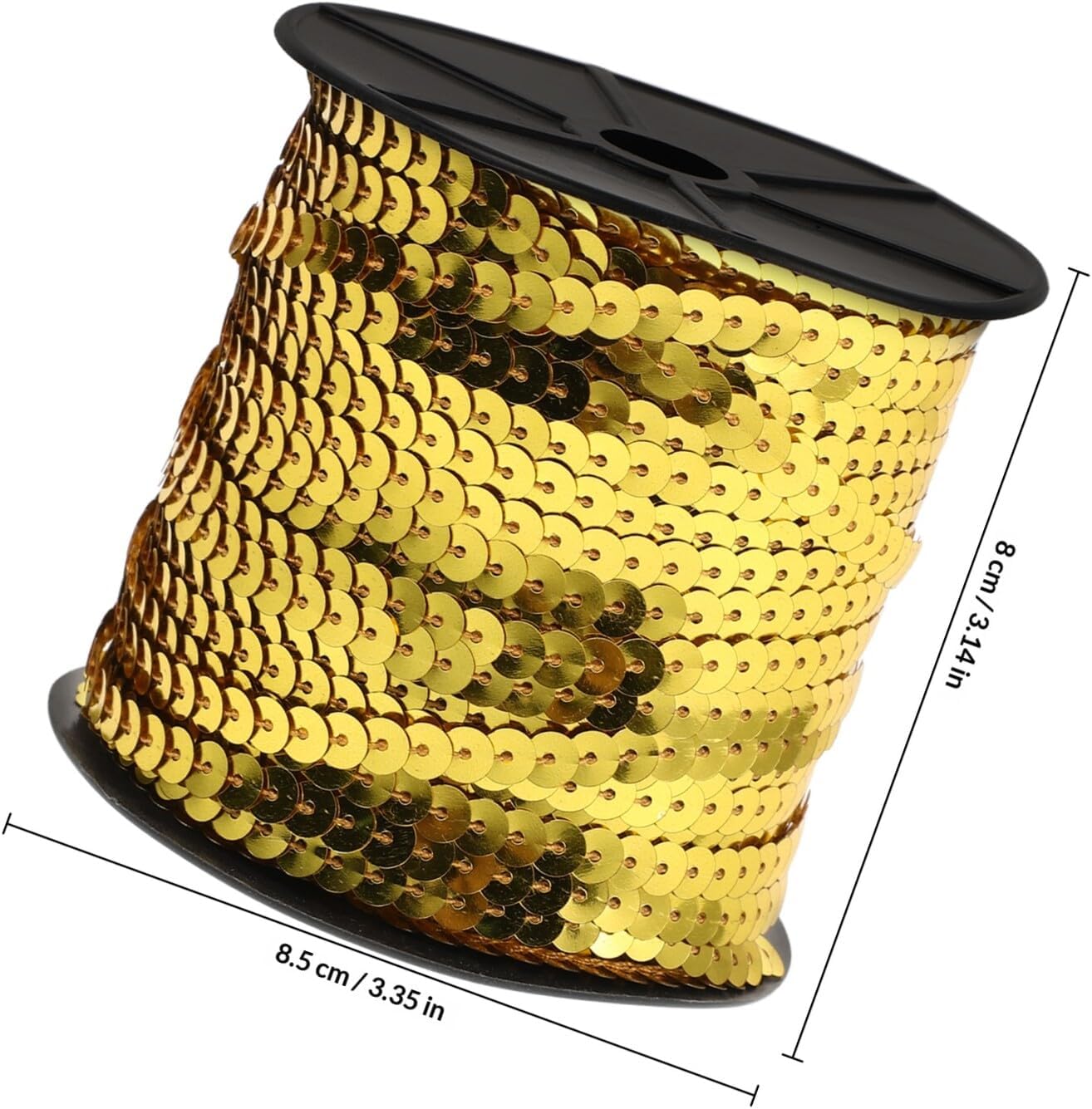 Cabilock Gold 6mm Flat Sequin Strip Roll 100 Yards for Sewing Crafts Tassels Fringe Embellishment Decorative Trim for DIY Costume and Party Decorations