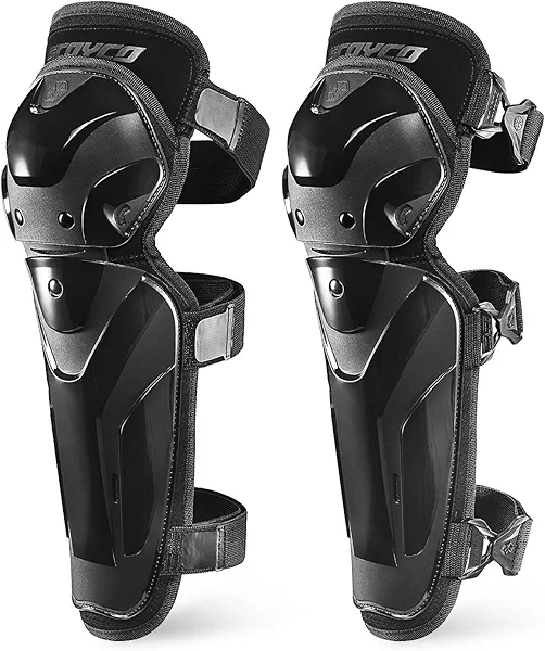 Scoyco Motorcycle Knee and Shin Guards – Adjustable Protective Knee Pads for Motocross, Road Cycling – TPU Armor with Breathable Mesh Protective Gear (Black, 1 Pair)
