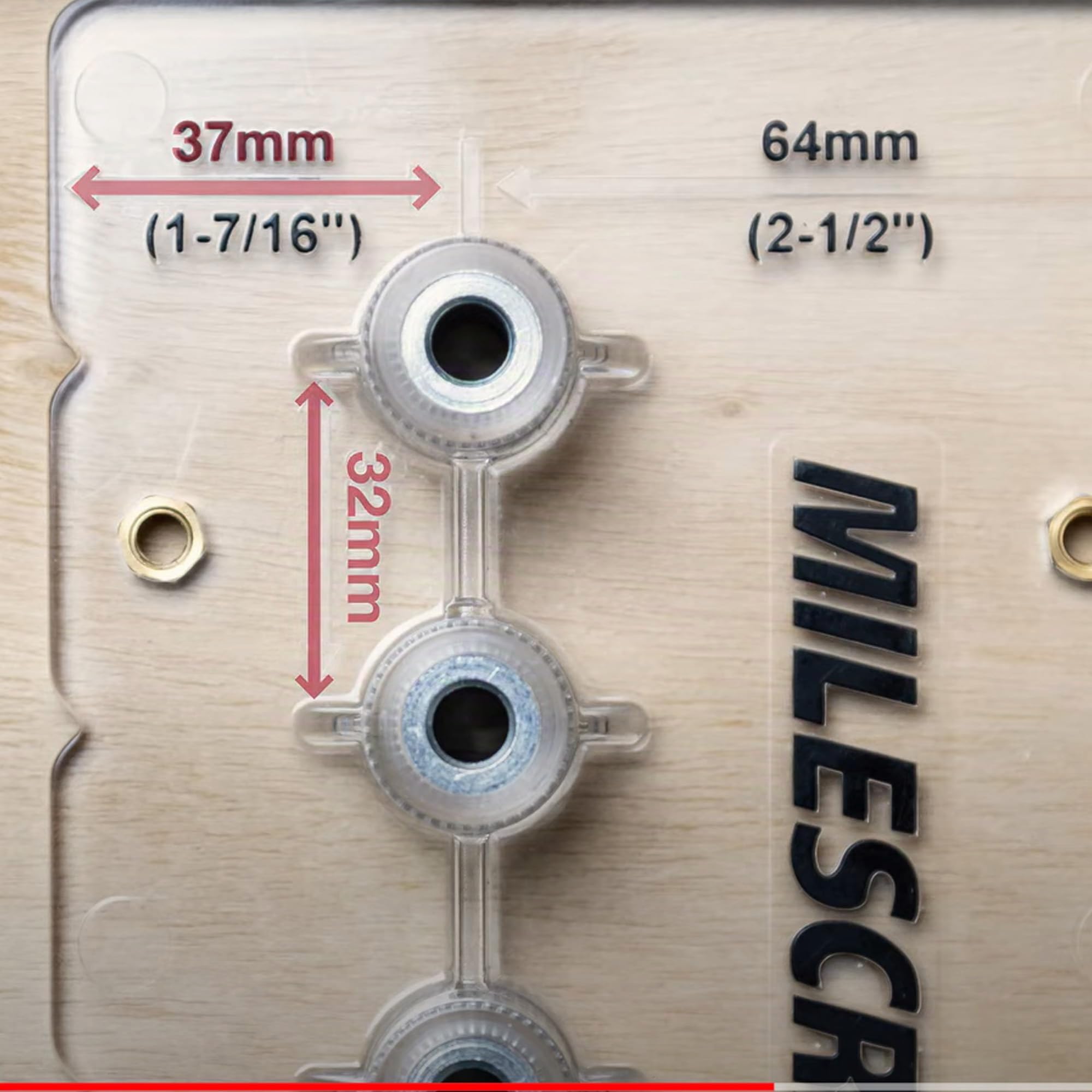 Milescraft Gabarit d'étagère 1343 – Créer des trous de fixation de 5 mm pour étagères – Espacement standard de 32 mm – Gabarit d'étagère avec deux forets