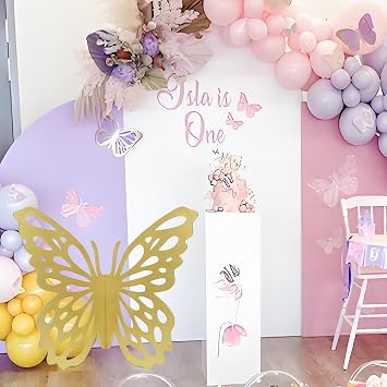 19 Wooden Butterfly Decor, 3D Flying Butterflies for Centerpieces, Butterfly Baby Shower Party Decorations, Mariposas Grandes para Decoracion Birthday WeddingGold