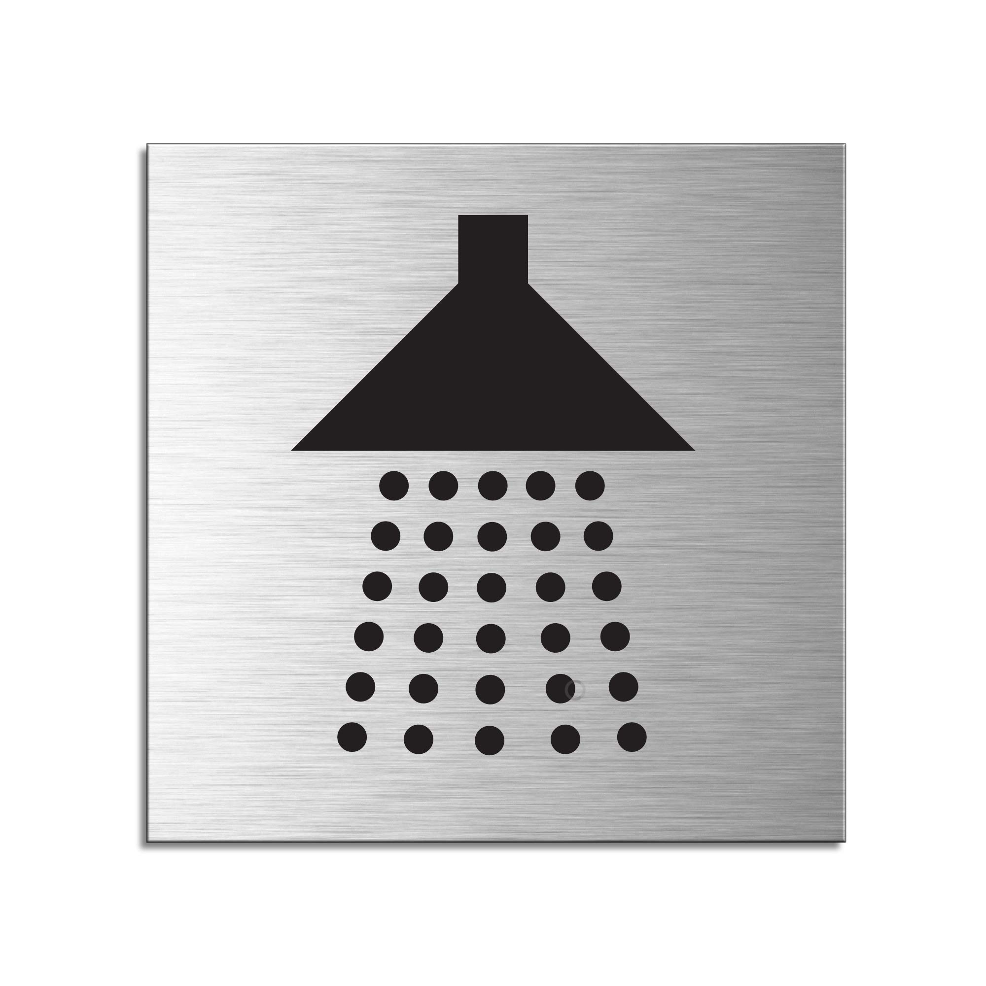 Door Sign Shower/Bathroom 1 mm brushed aluminium self-adhesive on reverse 120x120 mm no.17109-S