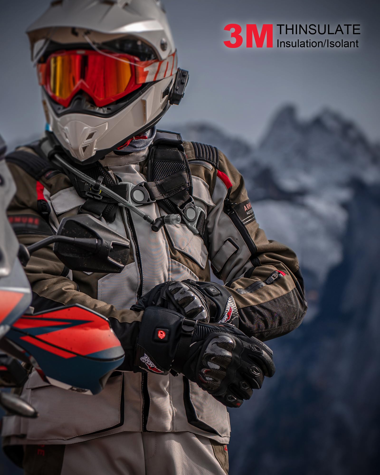 BORLENI Guantes Moto Calefactables, 3000 mAh, Impermeables, Táctiles | Recargables con calor hasta las puntas, unisex, para esquí, ciclismo, senderismo, snowboard y alpinismo, modelo: AXE02H