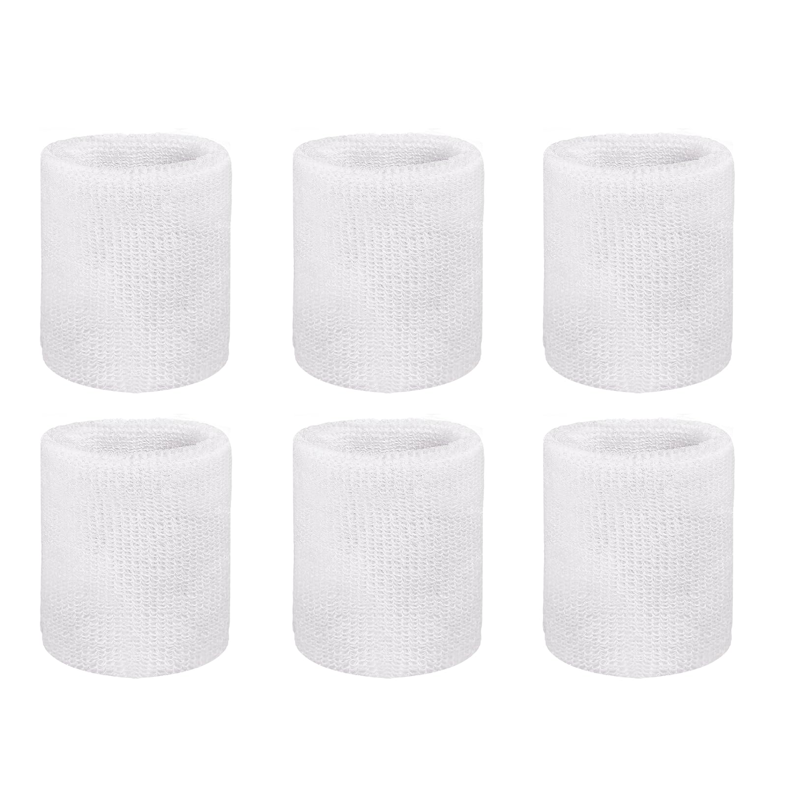 YELARXI Wristbands Sweatbands, Sports Wrist Bands Moisture Wicking Absorbent 3 x 3'' & 6 Pack & White - Fit For(Tennis/Basketball/Running/Workout/Youth/Men/Women)