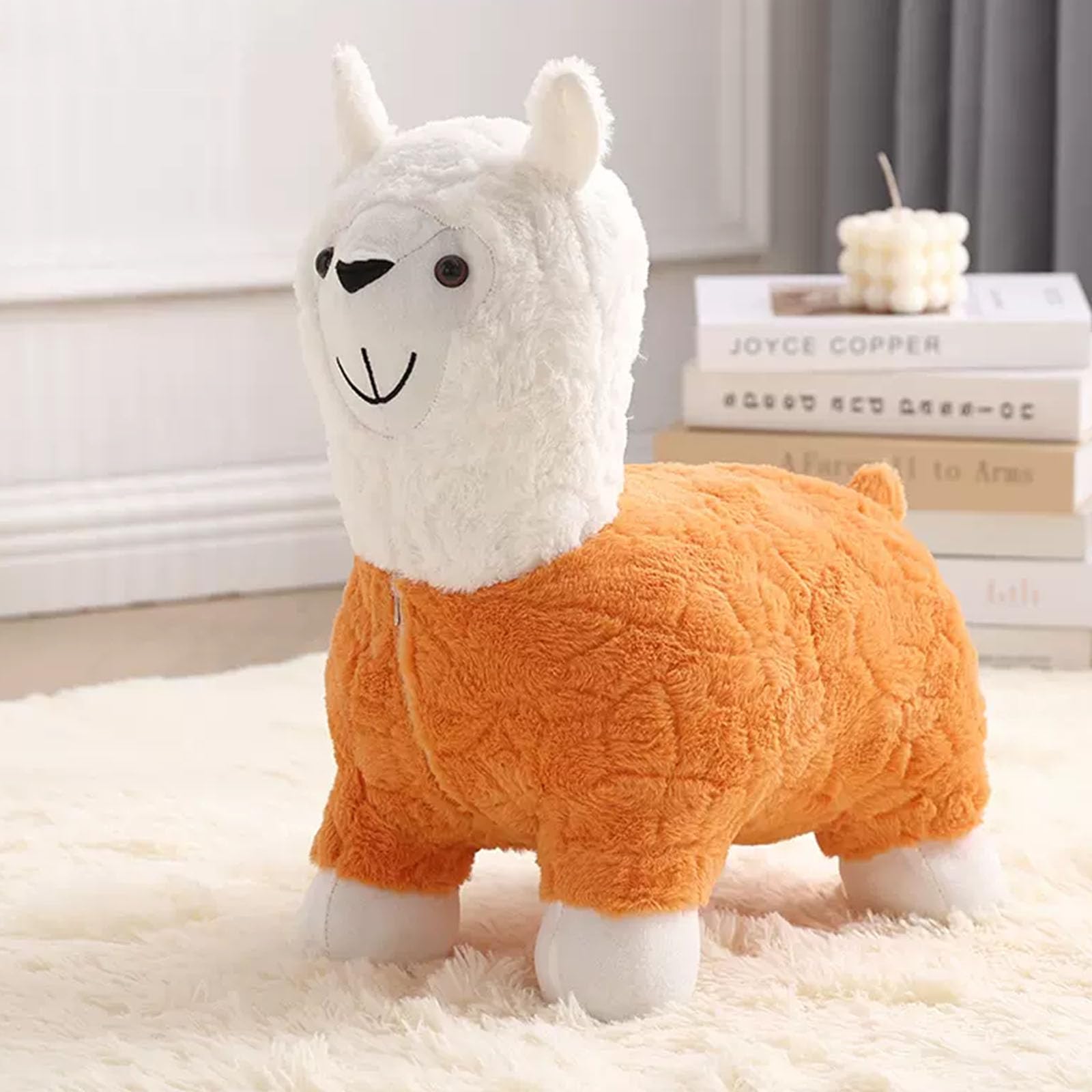 Miuxe Alpaca Animal Footstool Ottoman Foot Rest, Portable Shoes Changing Cute Pouf, Ottomans Padded Cushion Footstool for Decor, Bedroom, Living Rooms Indoor