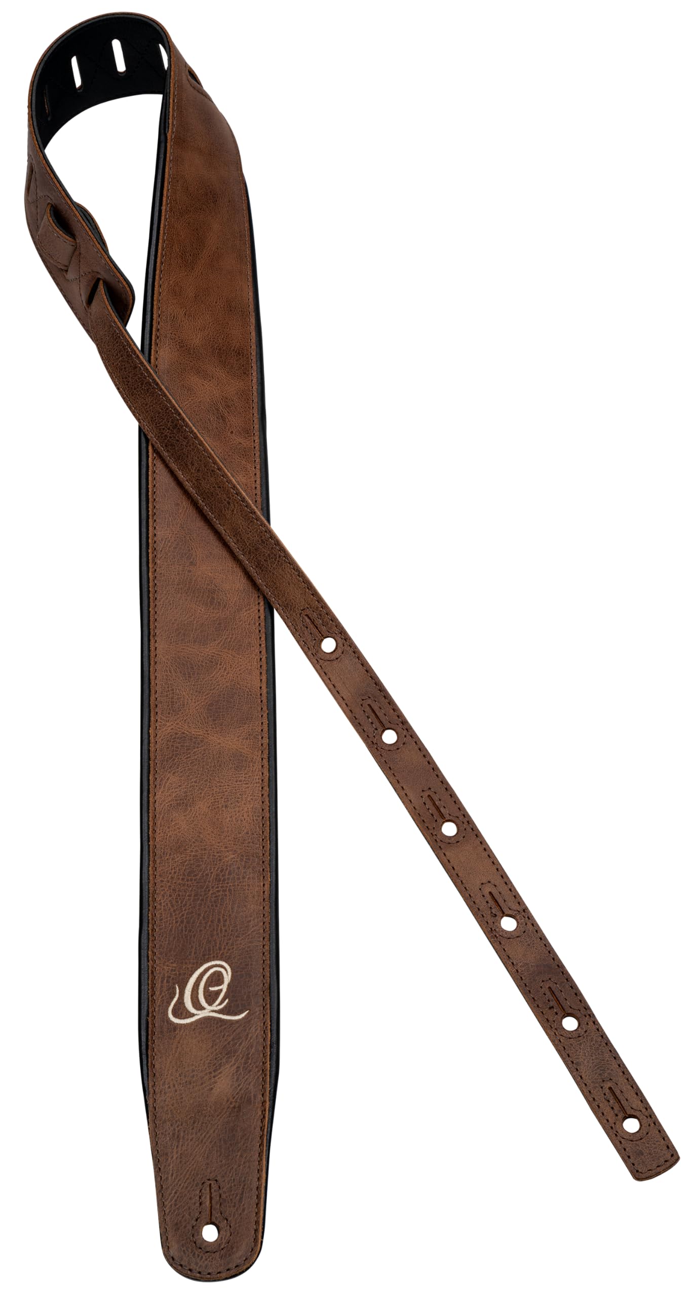 Ortega Guitars Gitarrengurt Länge Verstellbar - Akustik Gitarre / Bass, E-Gitarre, E-Bass - Classic Series - Echtleder, Vintage Cognac (OSCL-7)