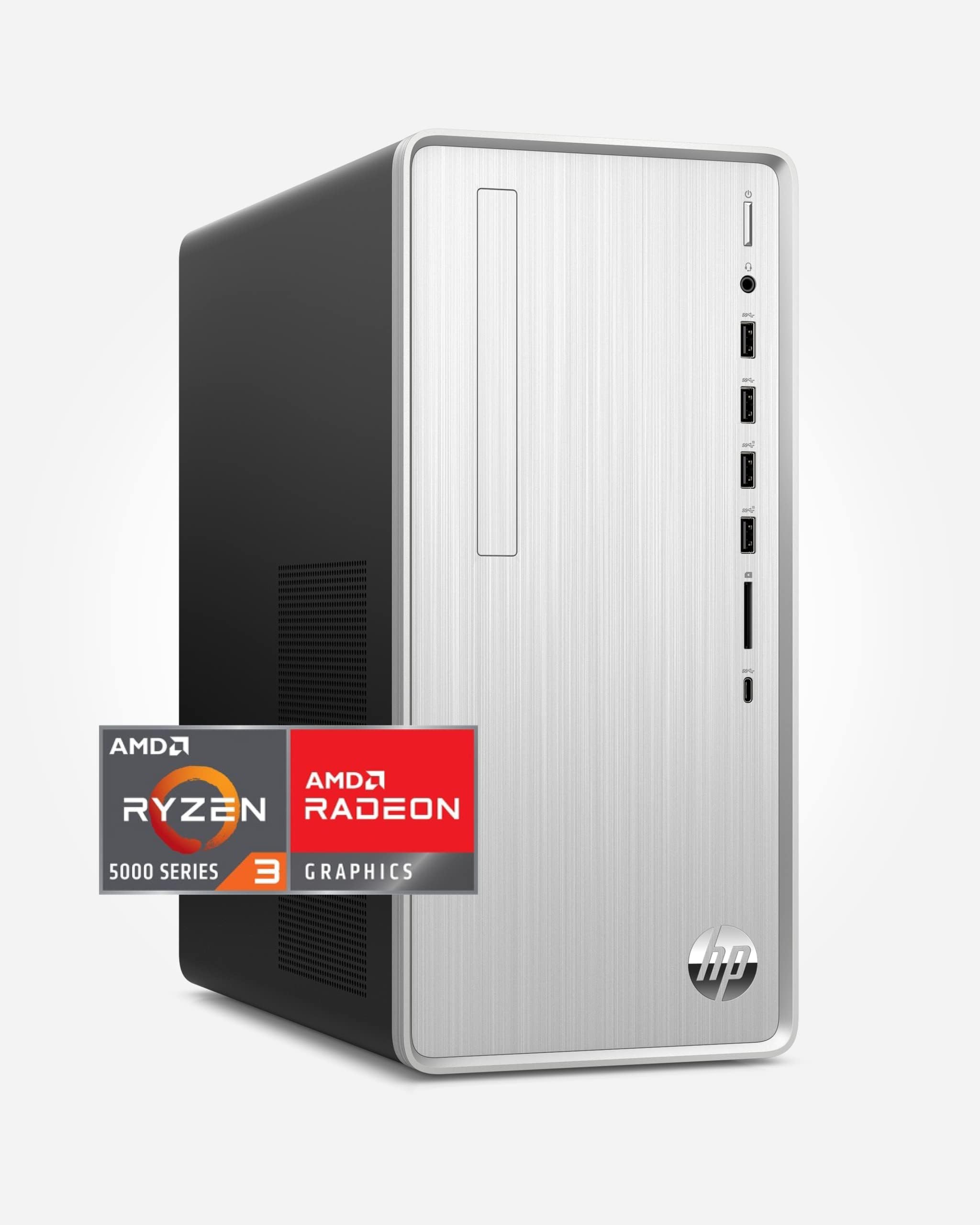 Pavilion Desktop PC, AMD Ryzen 3 5300G, 4 GB RAM, 256 GB SSD, Windows 11 Home, Wi-Fi 5 & Bluetooth Connectivity, 9 USB Ports, Wired Mouse and Keyboard Combo, Pre-Built Tower (TP01-2032, 2021)