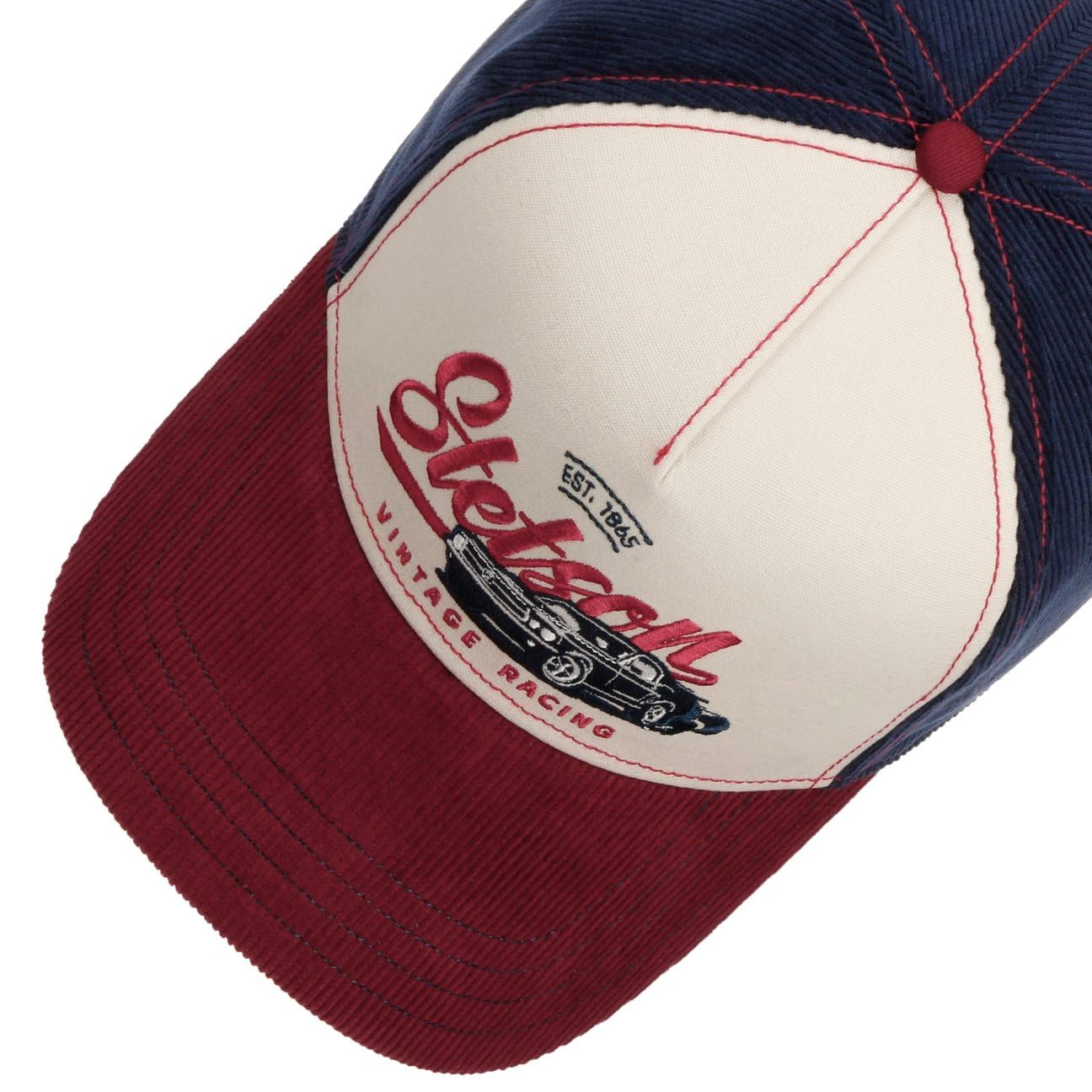 Stetson Vintage Racing Gorra de Beisbol Cinco Paneles Visera de Pana Hebilla Metalica Hombre Todo el ano