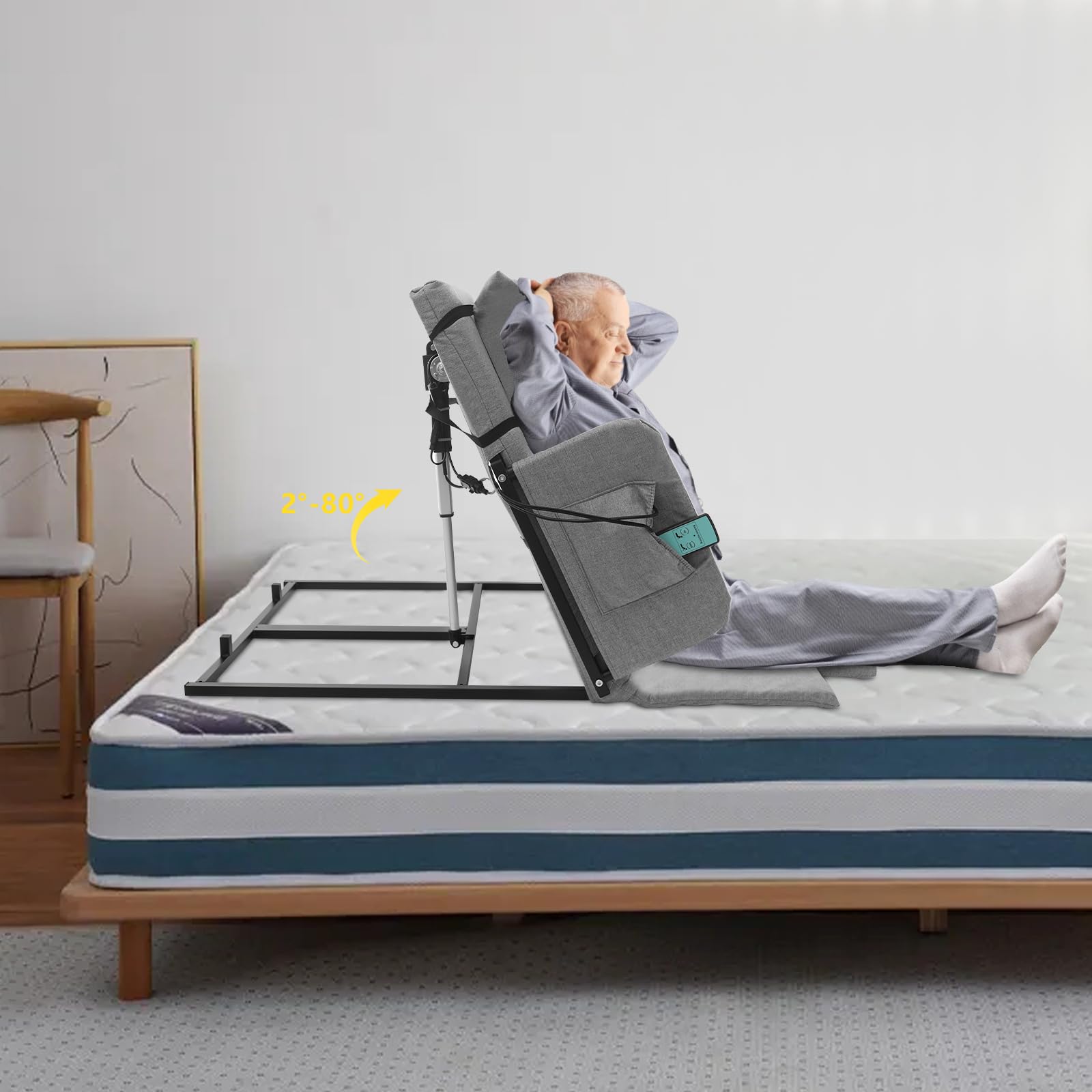 Cama para personas mayores ajustable eléctricamente Cosy Lift para levantarse de la cama, respaldo ajustable con mando a distancia, adecuado para cama de cuidado doble