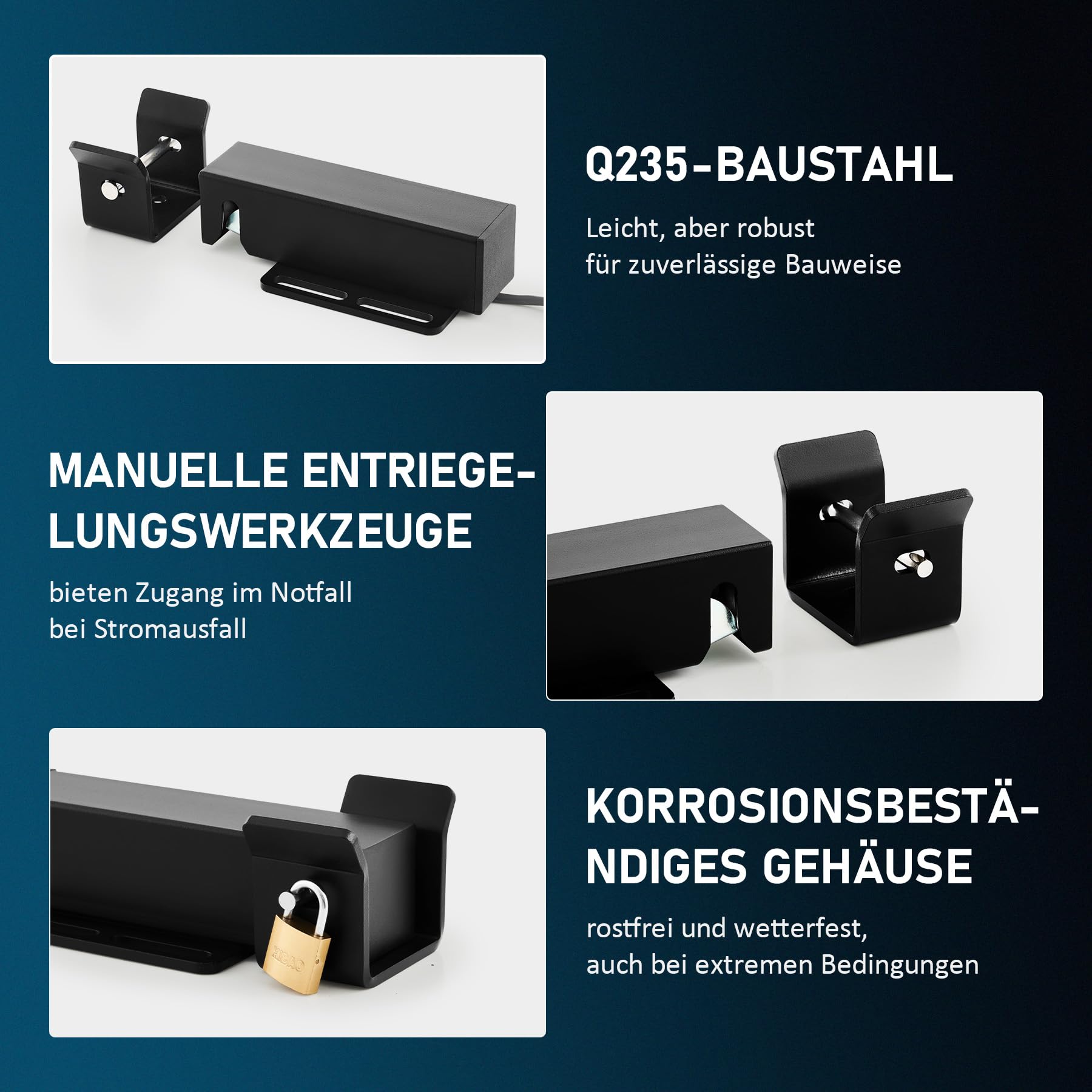 CO-Z Smartes Hoftorschloss für Drehtorantrieb Flügeltorantrieb, Schlüsselloses ET24 Funk-Sicherheitstorschloss für den Außenbereich, Elektrische Türverriegelung, Zugangskontrolle Sicherheitsschloss