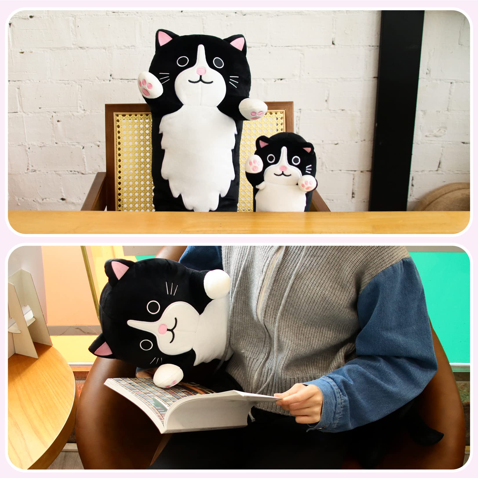 Oreiller En Peluche En Forme De Chat,Jouet En Peluche En Forme De Chat Avec Coussin