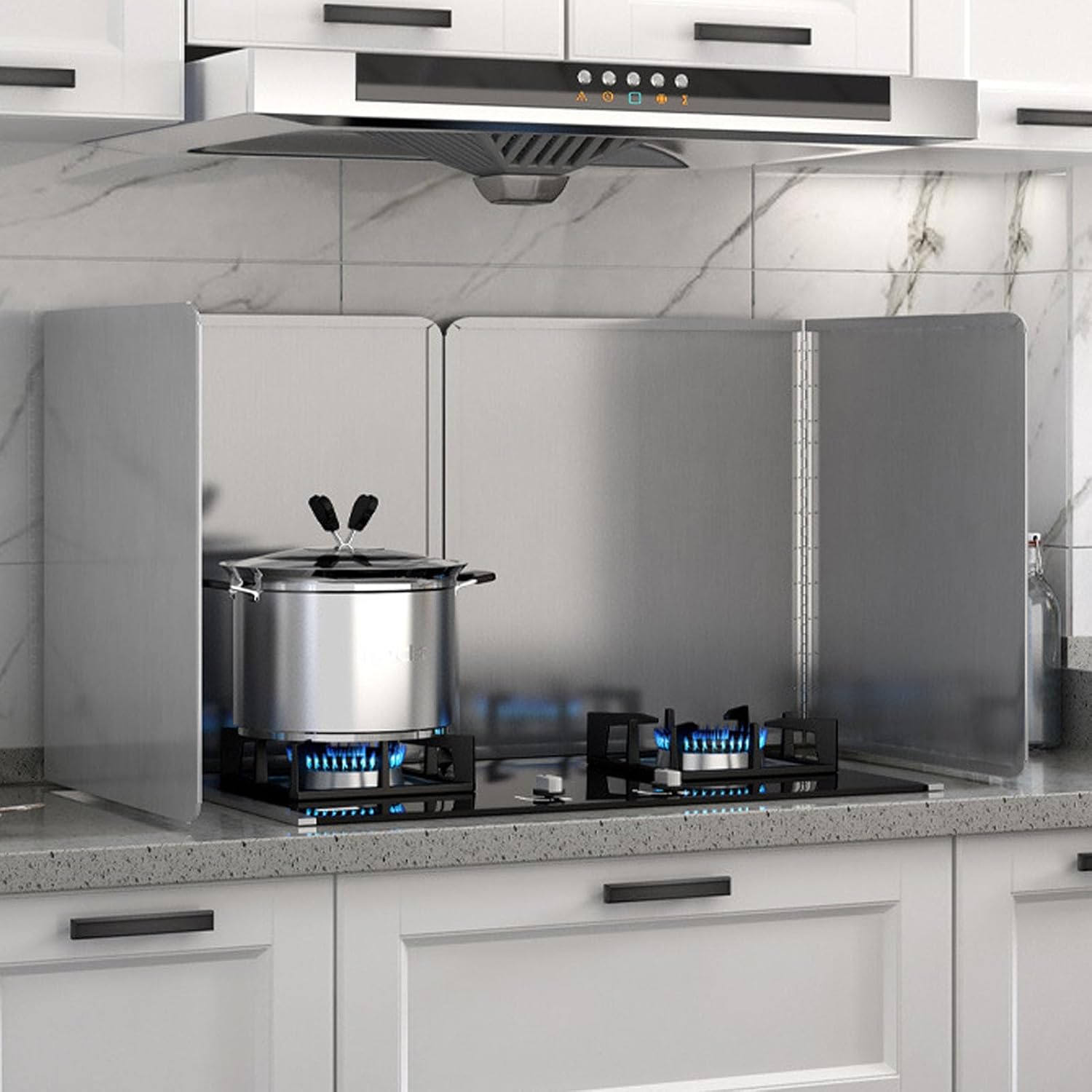 2 Sided Splatter Guard, Stainless Steel Oil Splatter Screens for Frying, Foldable tove Splatter Guard Grease SCREENS, Nonstick Oil Splatter Guard Stove Heat Insulation