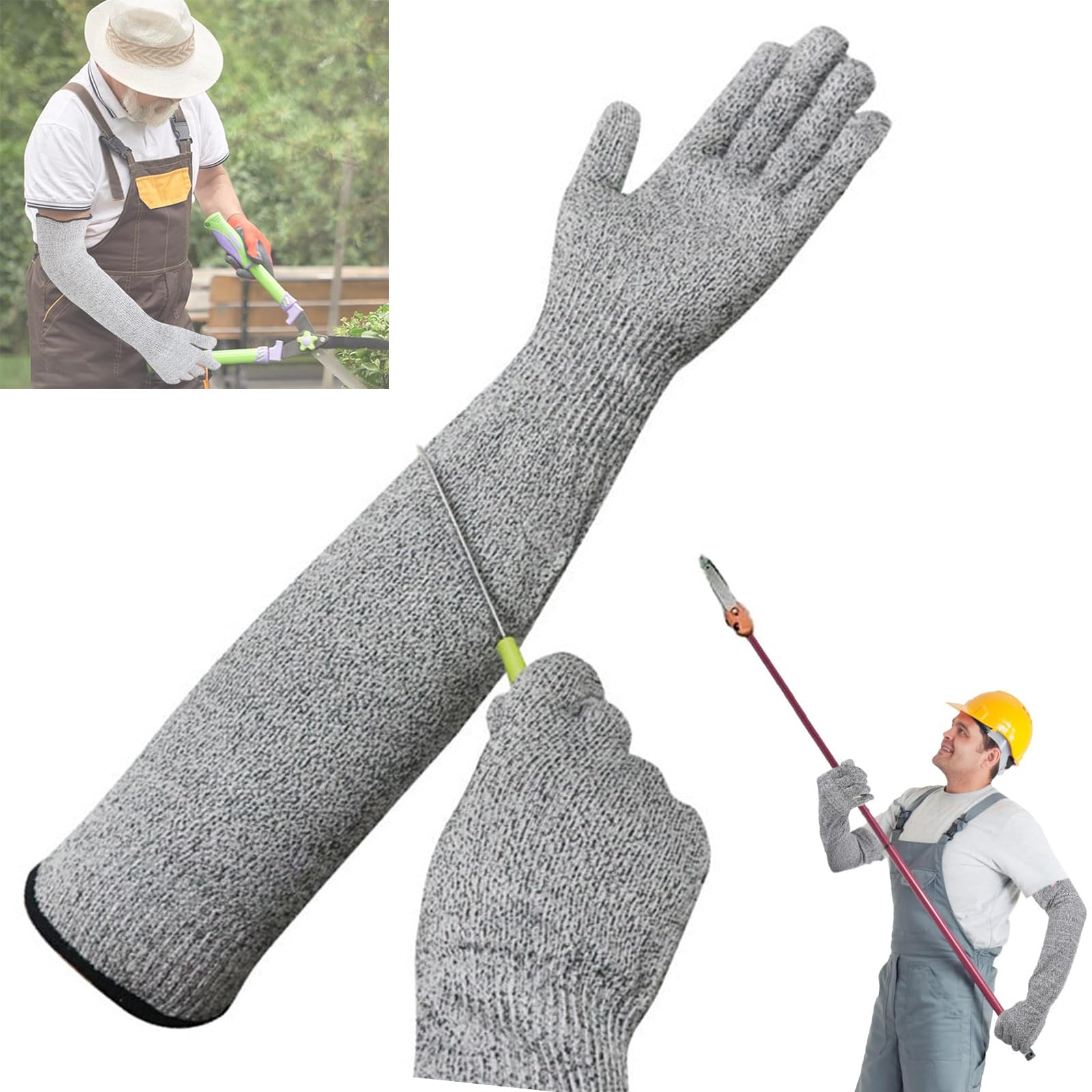 WEILONGB Guard Gloves Gardening, Long Gardening Gloves,Level 5 Cut Resistant Gloves With Long Arm Sleeves, Long Gardening Gloves for Work Kitchen Heavy Duty,Gardening Gloves for Men and Women (55 CM)