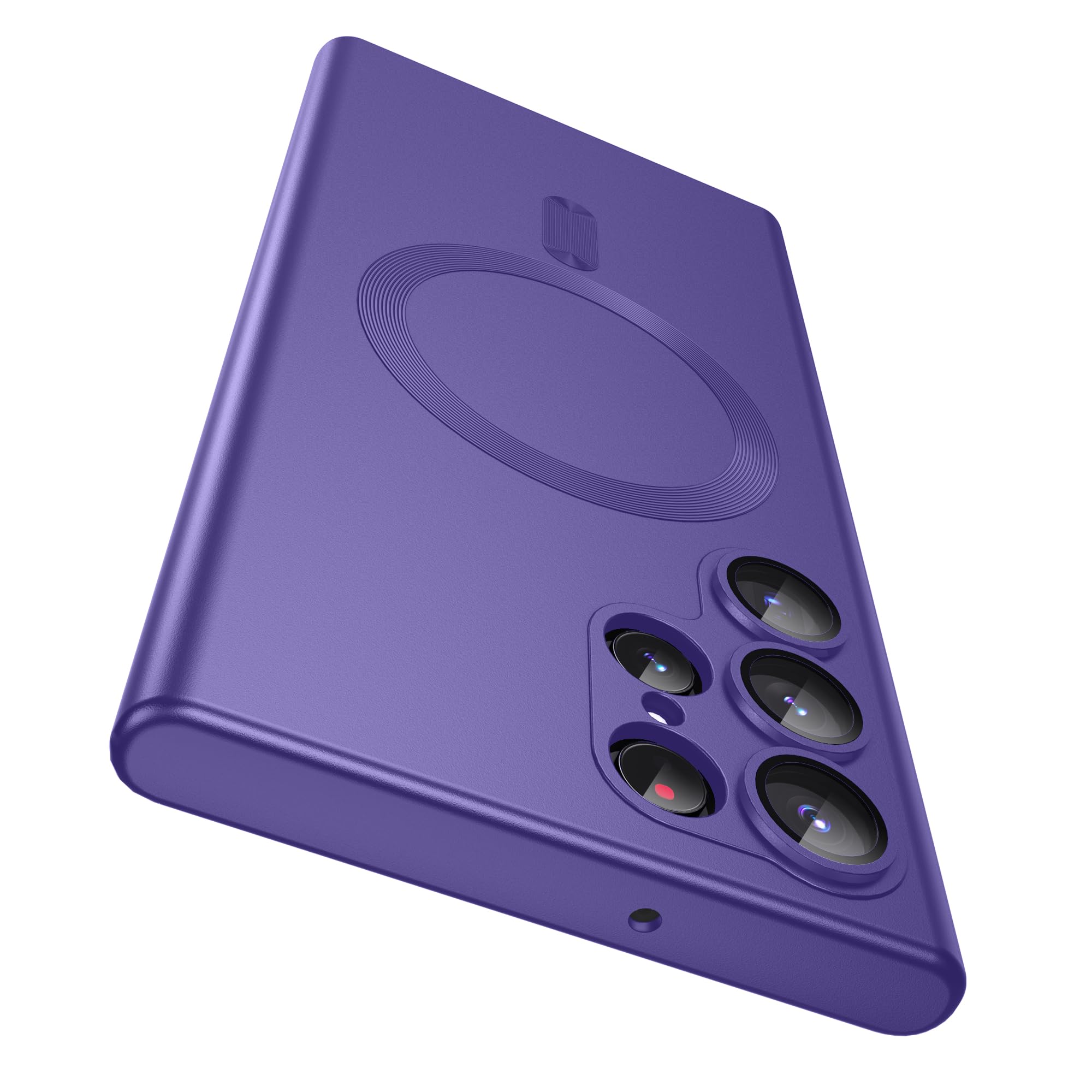 MAKAVO Funda Mate para Samsung Galaxy S22 Ultra, Compatible con MagSafe, Cubierta magnética Delgada con Protector de Lente de cámara Integrado, Carcasa a Prueba de Golpes (Morado)
