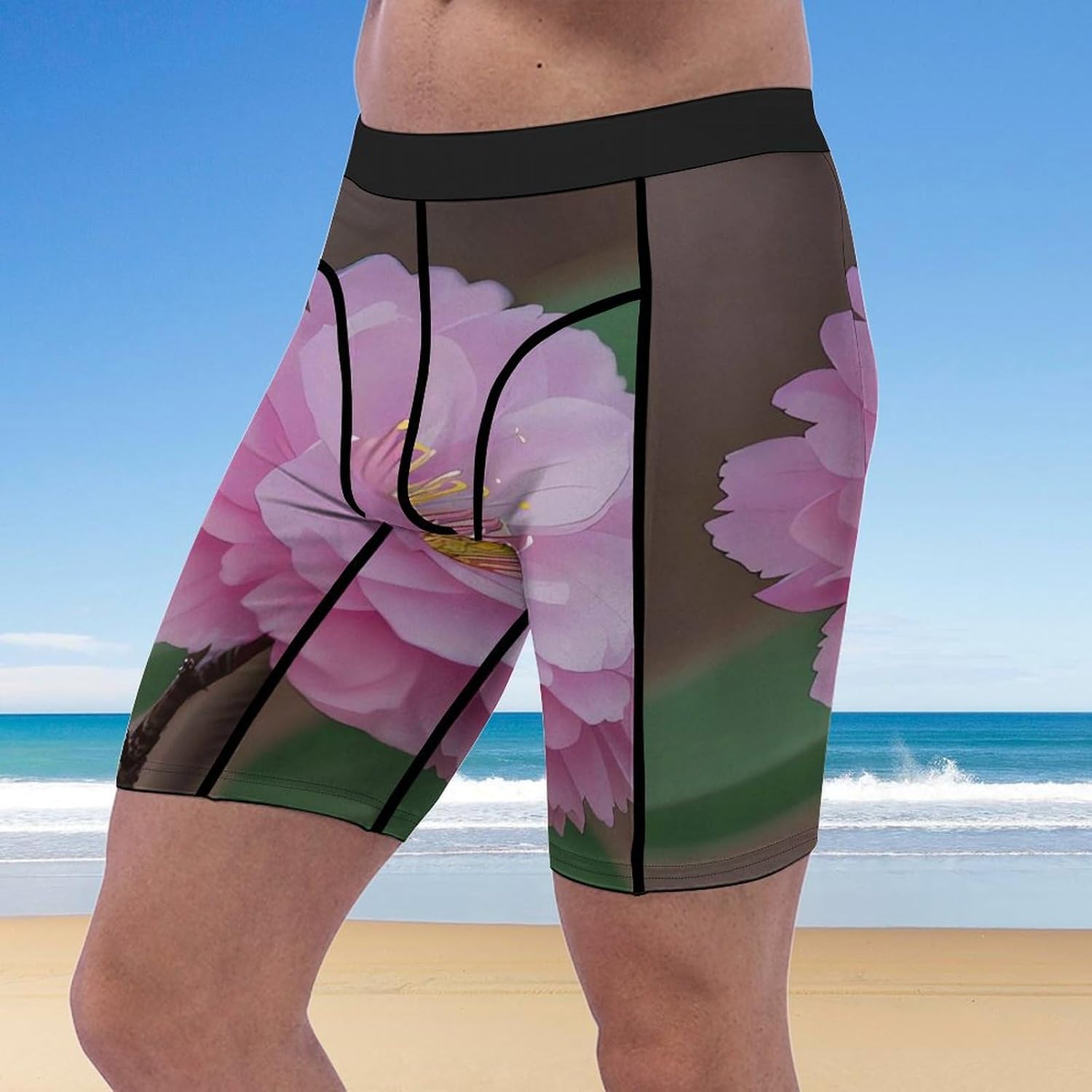 Almond Blossom Compression Shorts Men Spandex Sport Shorts Workout Performance Baselayer Underwear