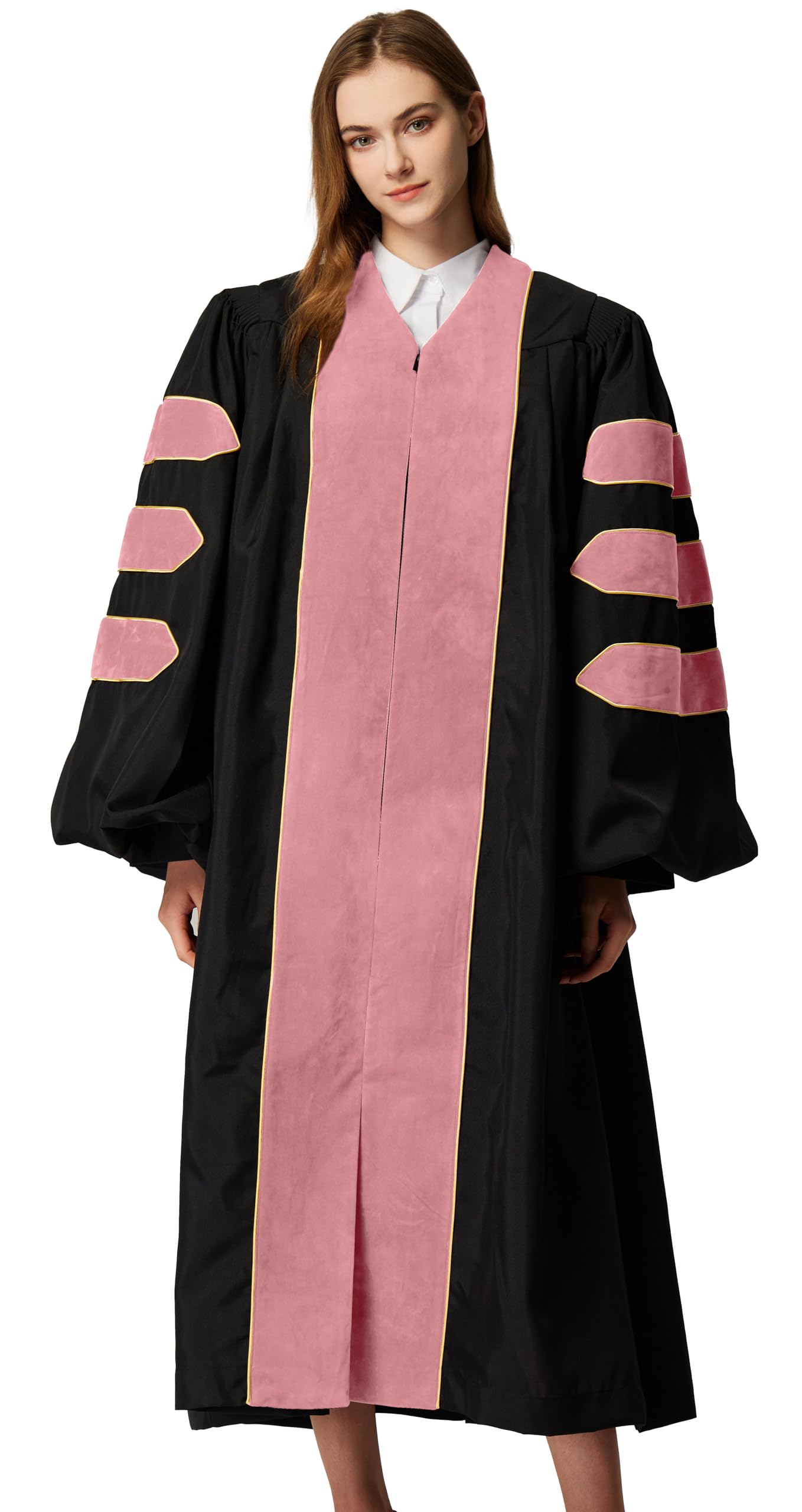 MyGradDay Unisex Deluxe Doctoral Graduation Gown with Gold Piping