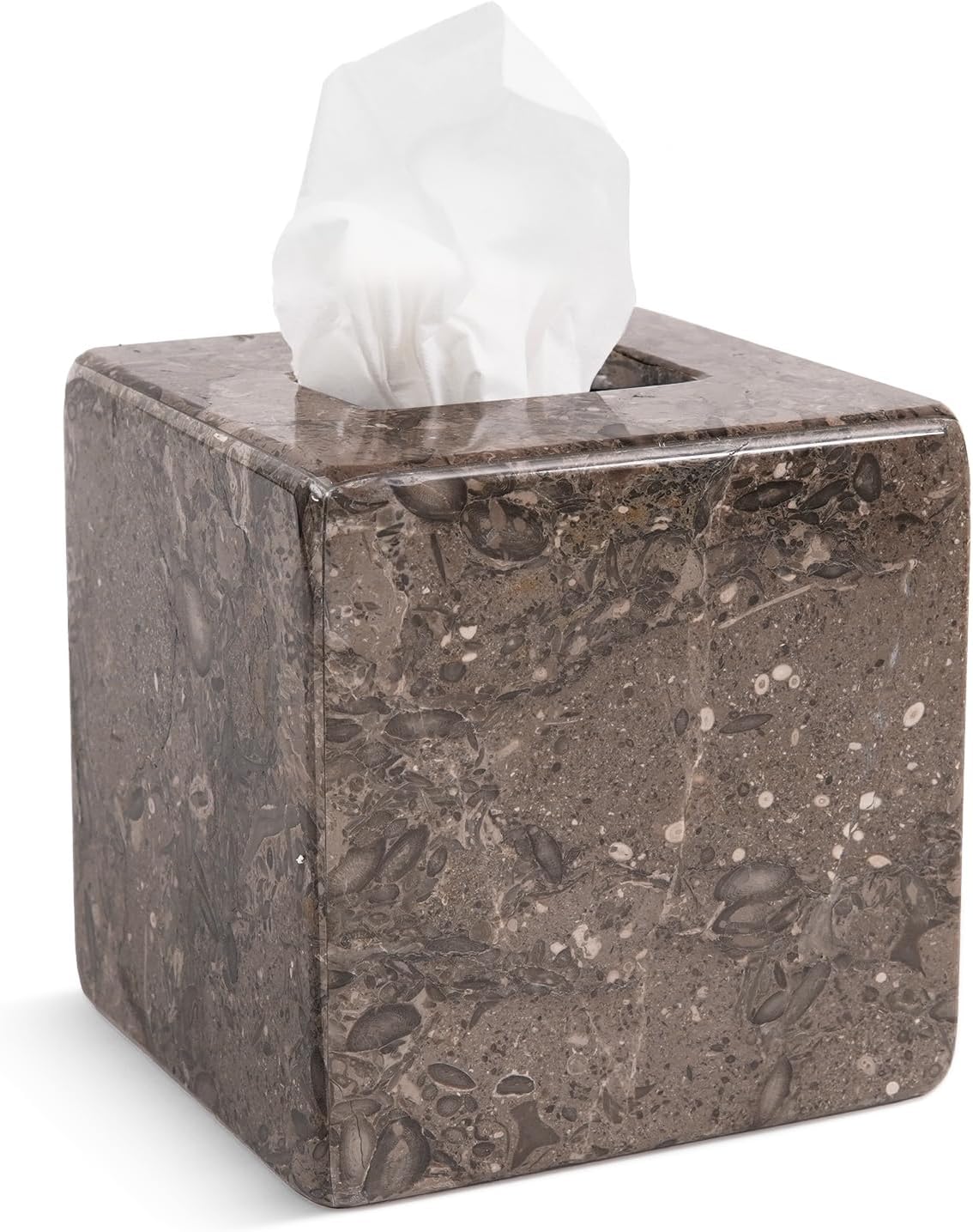 Marble 5.5" Square Oceanic Tissue Holder for Valentines Day Decorations, Home Office Desk Accessories, Kitchen Countertop. Bathroom Vanity Decorative Box for Facial Tissues & Dispenser Paper Towels