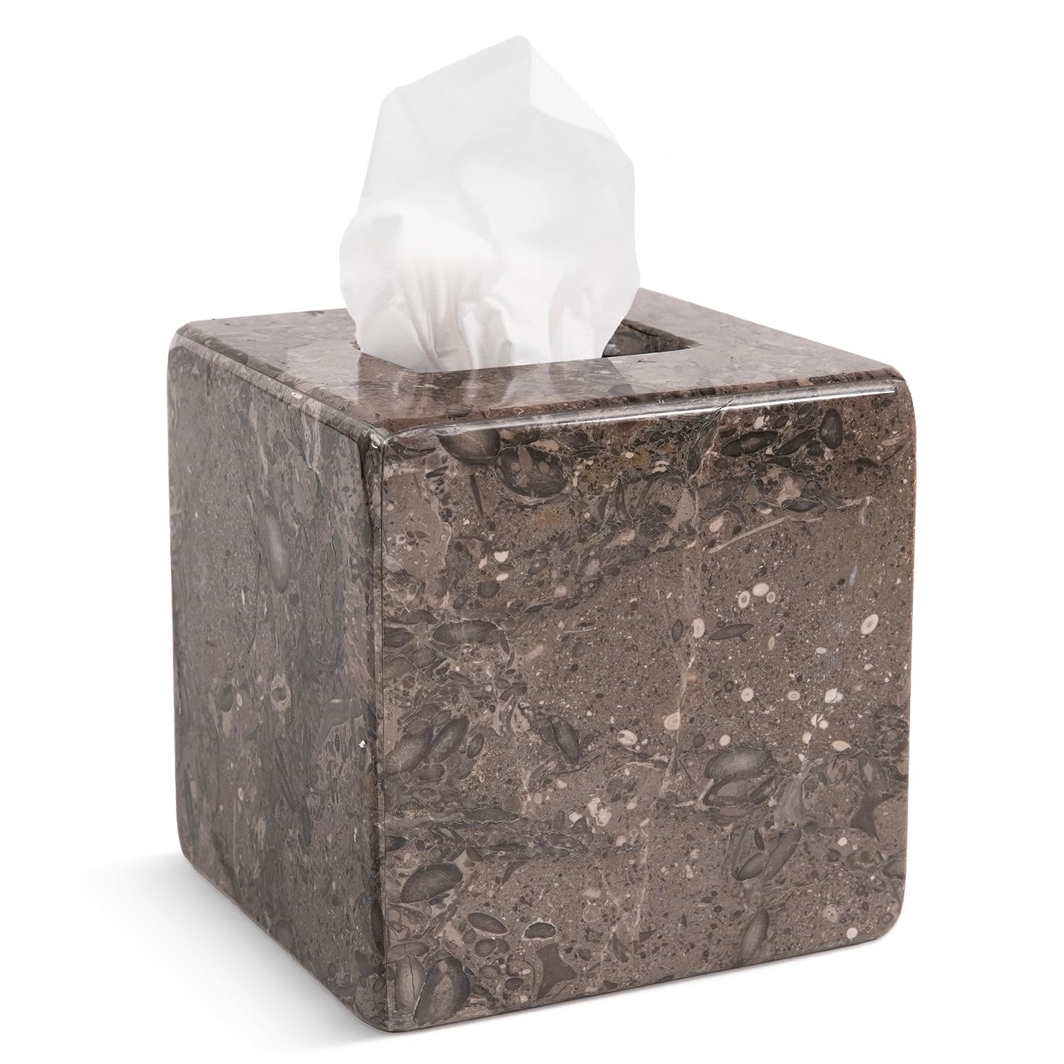 Marble Square Tissue Box 5.5 Inch Oceanic Tissue Holder for Home Office Desk Accessories, Dispenser Paper Napkins, Kitchen Countertop Organizer and Bathroom Vanity Decorative Box for Facial Tissues