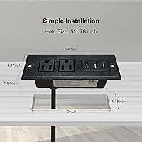 Vista 2 de Regleta de alimentación de escritorio con toma de corriente de escritorio empotrada USB, 2 tomacorrientes, 3 puertos USB (15 W3 A), estación