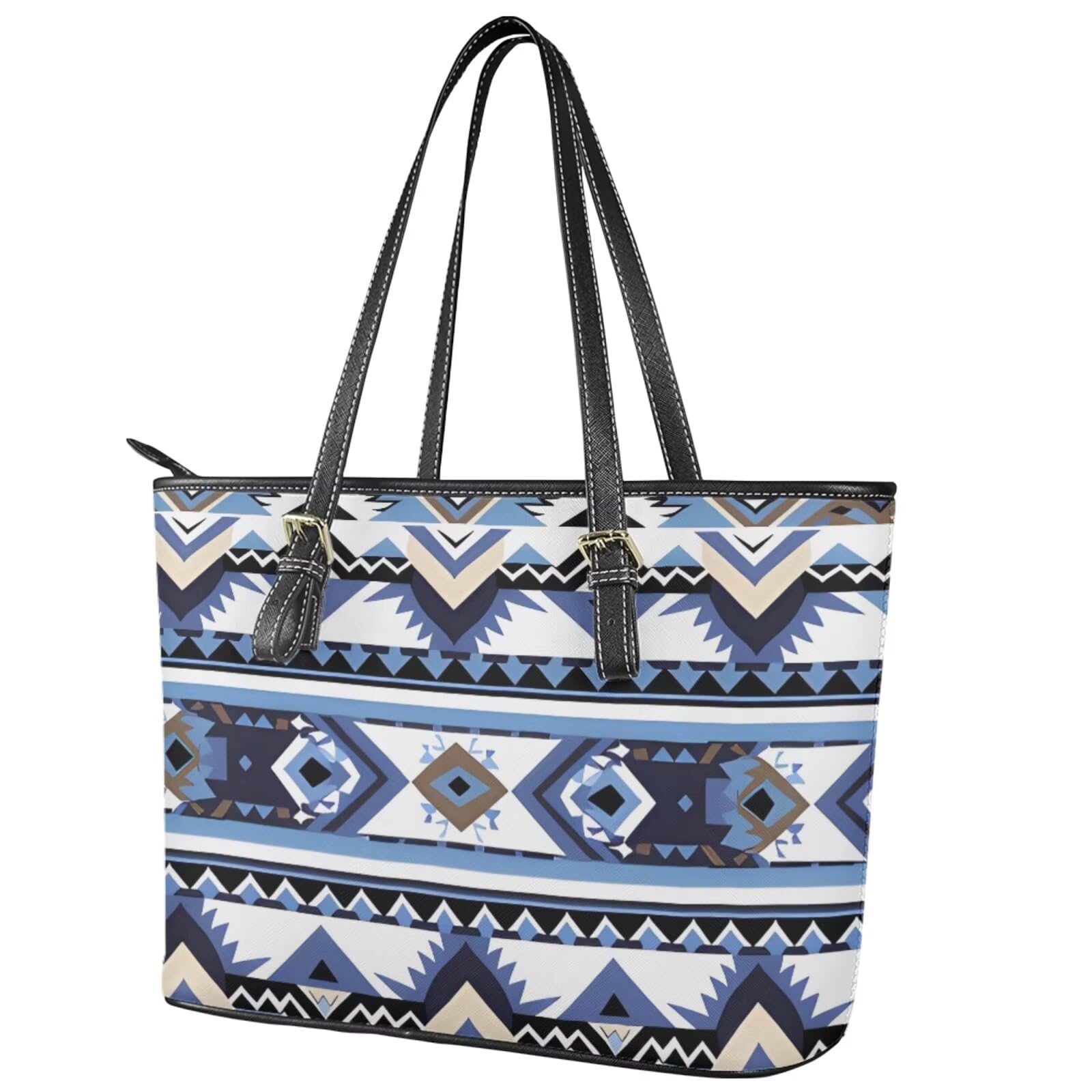 Goncariar Western Purse Sets for Women Blue Aztec Purses and Wallets Sets for Women Handbags with Matching Wallets Large Capacity Top-Handle Bags Shoulder Bag Satchel Travel Totes Clutch