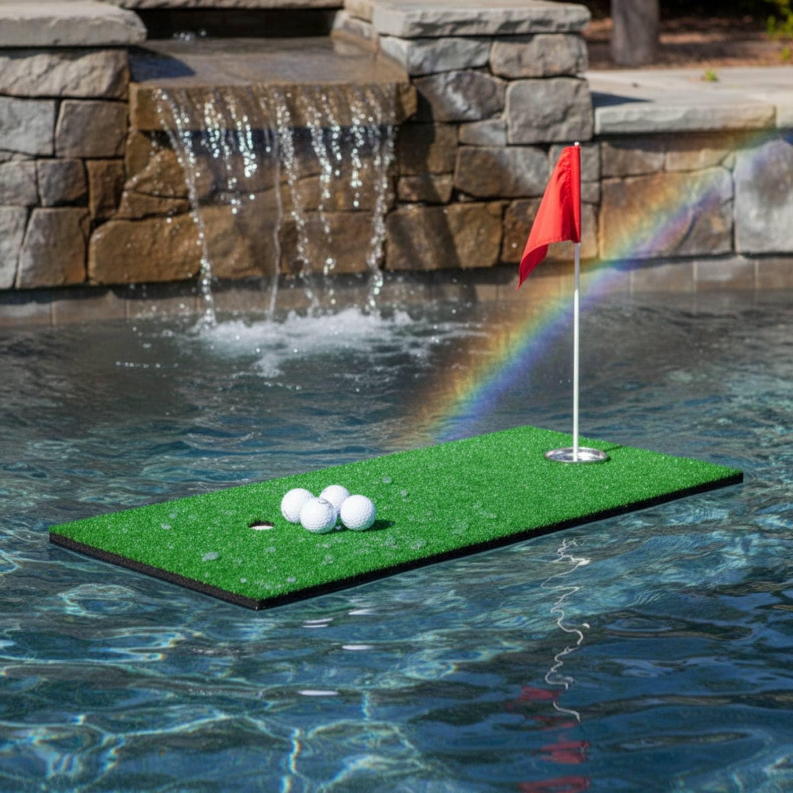 Tappeto da Putting Golf Mini Galleggiante Portatile Green Galleggiante Salvaspazio Attrezzatura Sportiva per Piscina