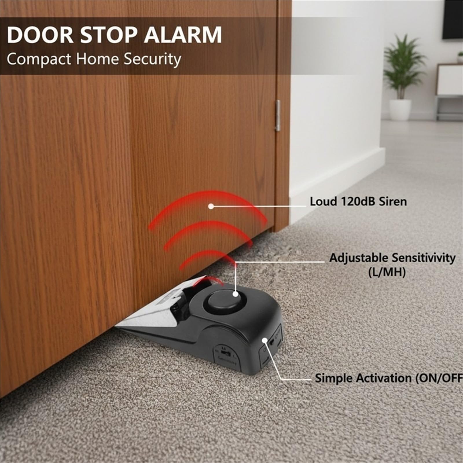 Tope Para Puerta Con Alarma Alarma de presión tope puerta cuña acero inoxidable(3pcs 3.8 * 13.7cm)