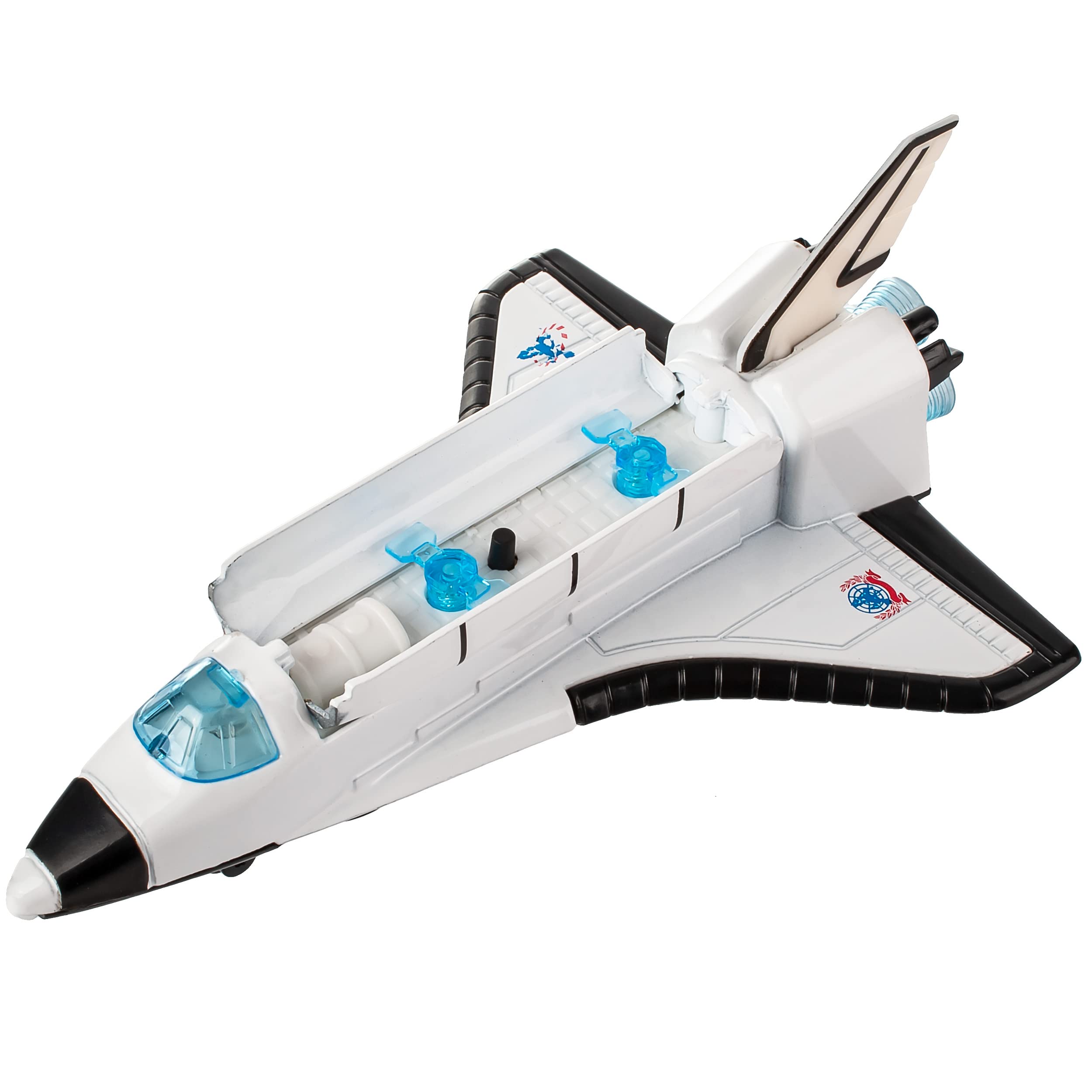 alles-meine.de GmbH Raumschiff & Space Shuttle mit Licht & Sound inkl. Name - Schwungrad Antrieb - bewegliche Räder - aus Metall & Kunststoff - Spielzeugrakete - Fahren - Auf..