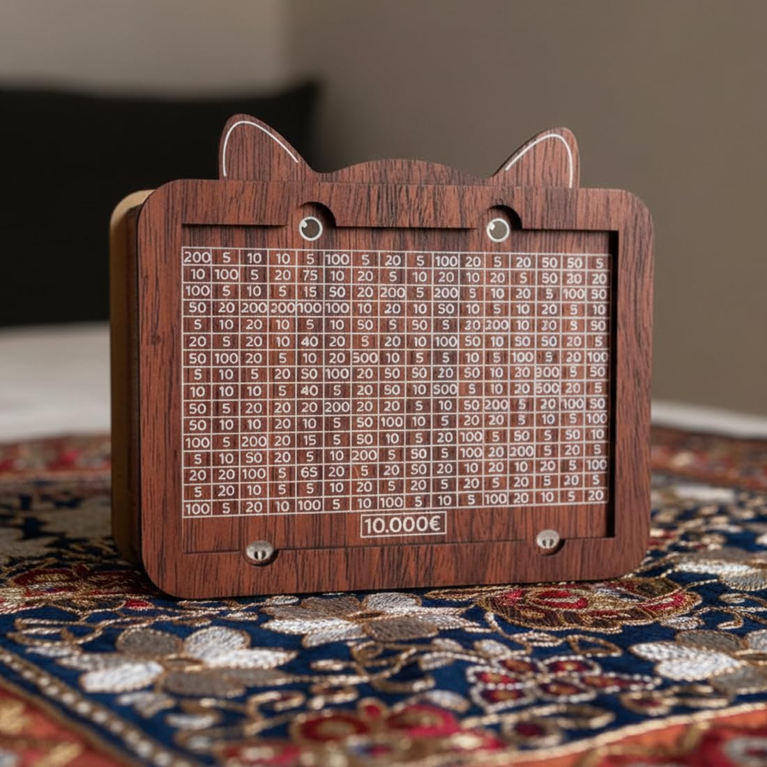 Retro Wooden Money Box with Reusable Marker Pen with Saving Target and Numbers to Mark Helps Children Learn to Save Money - 5