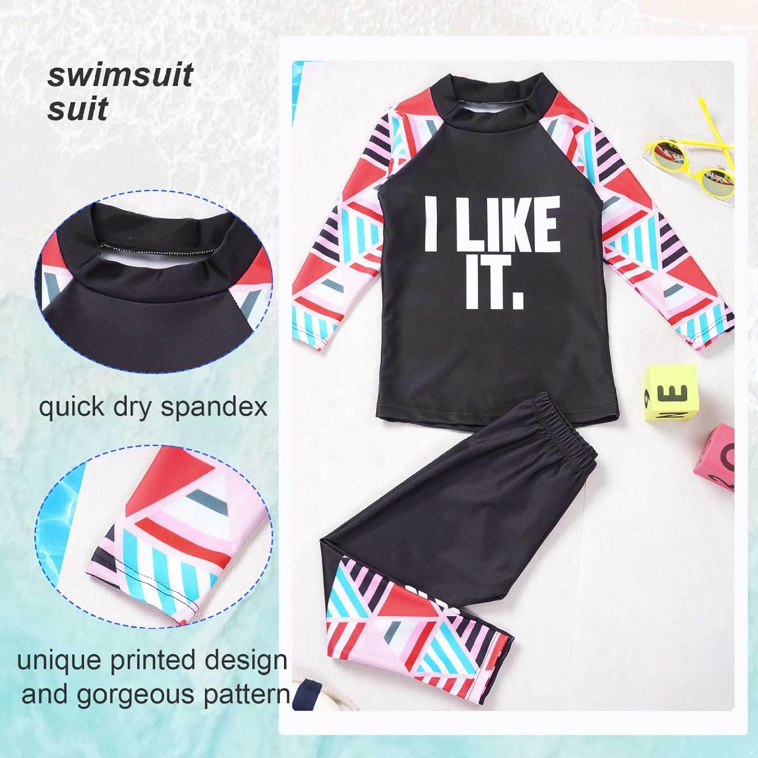 Kids Girls Boys Girls 2 Pieces Long Sleeve Rash Guard Set UPF 50+ UV Protection Surfing Swimsuits