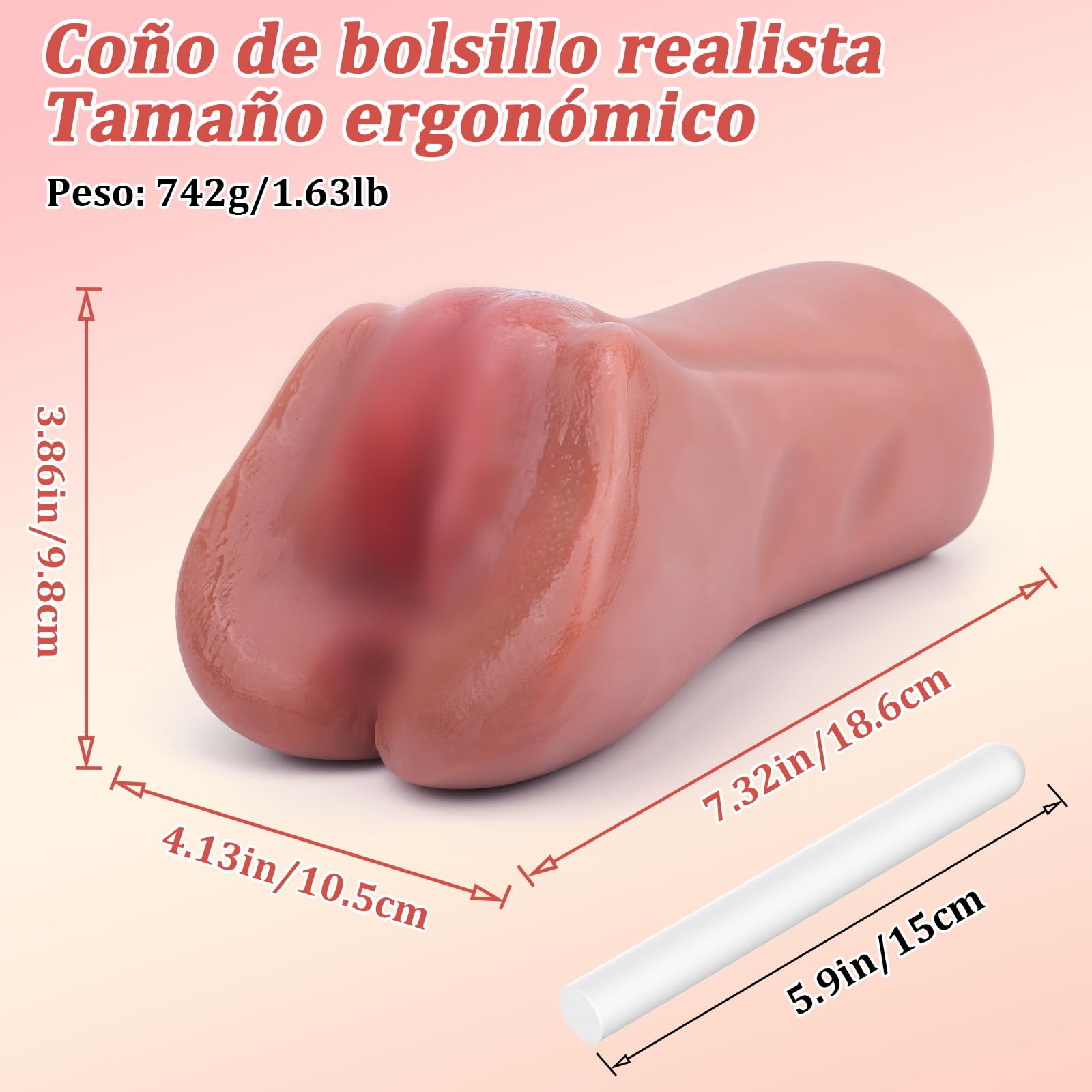 742G 2EN1 3D Vagina Anal Masturbador Realista, Juguetes Sexuales para Hombres y Pareja, Real Sex