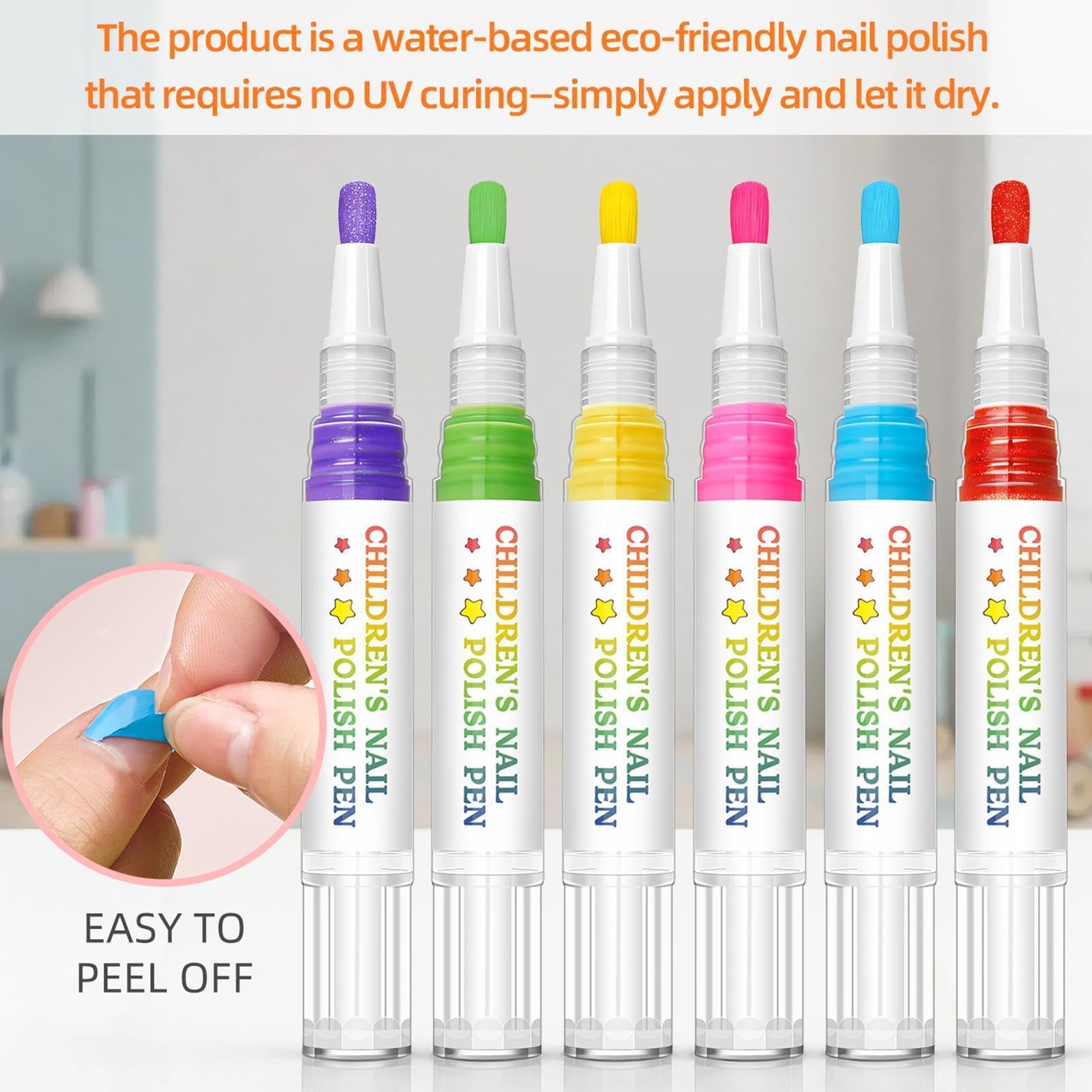 Lápices de esmalte de uñas para niños, 6 colores, de secado rápido, resistente al agua, para uñas de dedos, para manicura, cumpleaños, Navidad, niñas y uñas