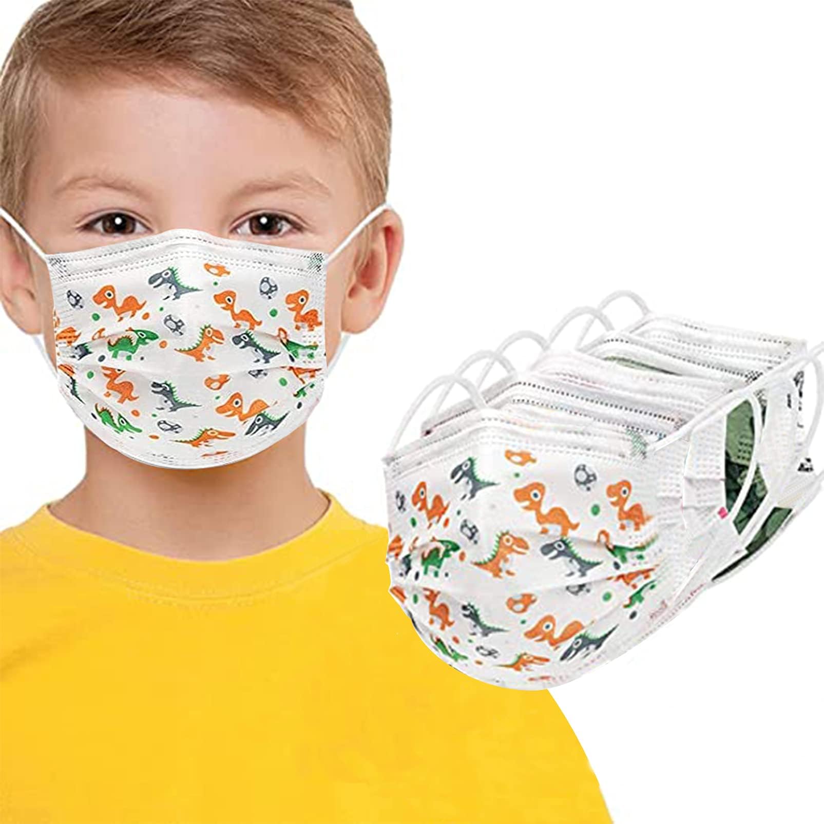 mingde Kids Disposable Face Mask 50 Packs Childrens 3Ply Anti Dust Breathable Disposable Earloop Protective Breathable Kids Face Mask Boys Girls Outdoor School