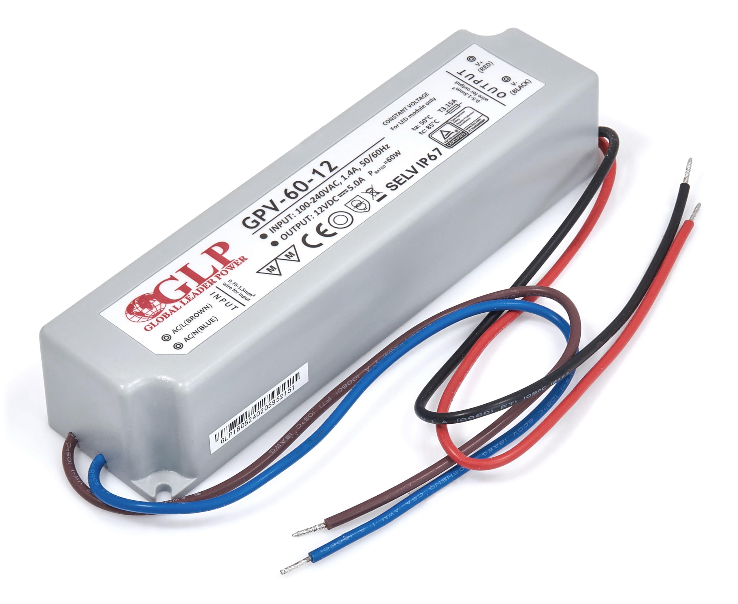 LED Netzteil 60W 24V 2.5A IP67 LongLife LED JLV-24060KA-S Schaltnetzteil Konstantspannung CV
