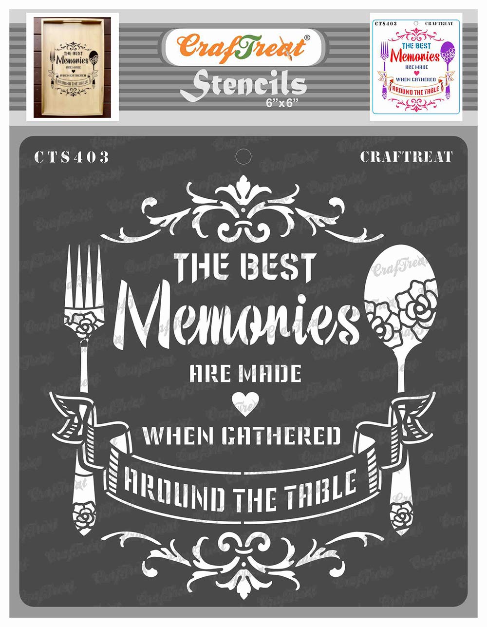 thecraftshop CrafTreat Stencil Dining Memories Reusable Painting Template for