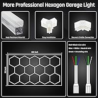 Vista 6 de Luz de garaje hexagonal - Luces LED hexagonales, alto brillo 566W 70750LM 6500K luces de panal súper brillantes para garaje, sótano, almacén, tienda